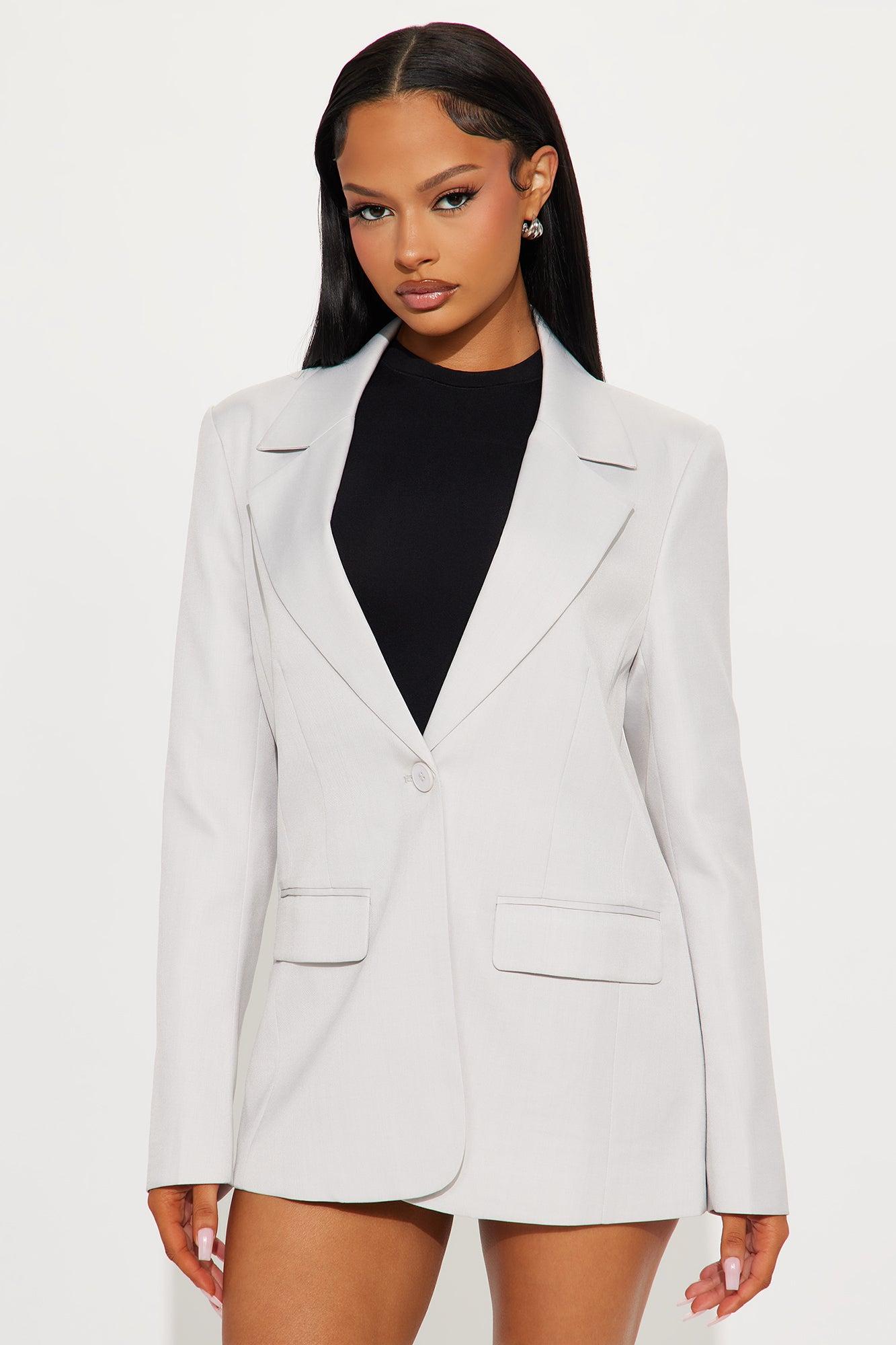 The Nyomi Blazer - Heather Grey Product Image