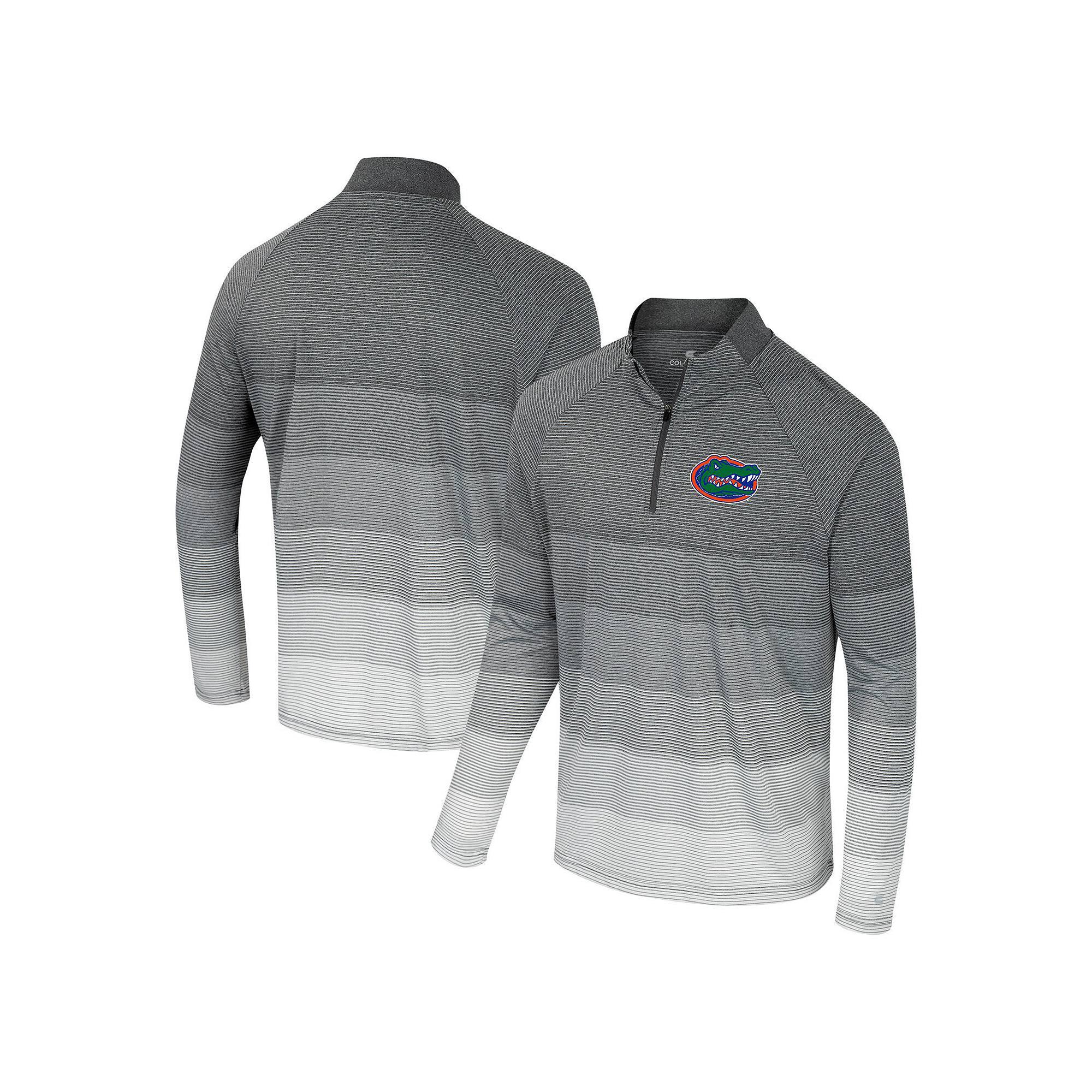 Men's Colosseum Gray Clemson Tigers AI Striped Mesh Quarter-Zip Raglan Windshirt,  Product Image