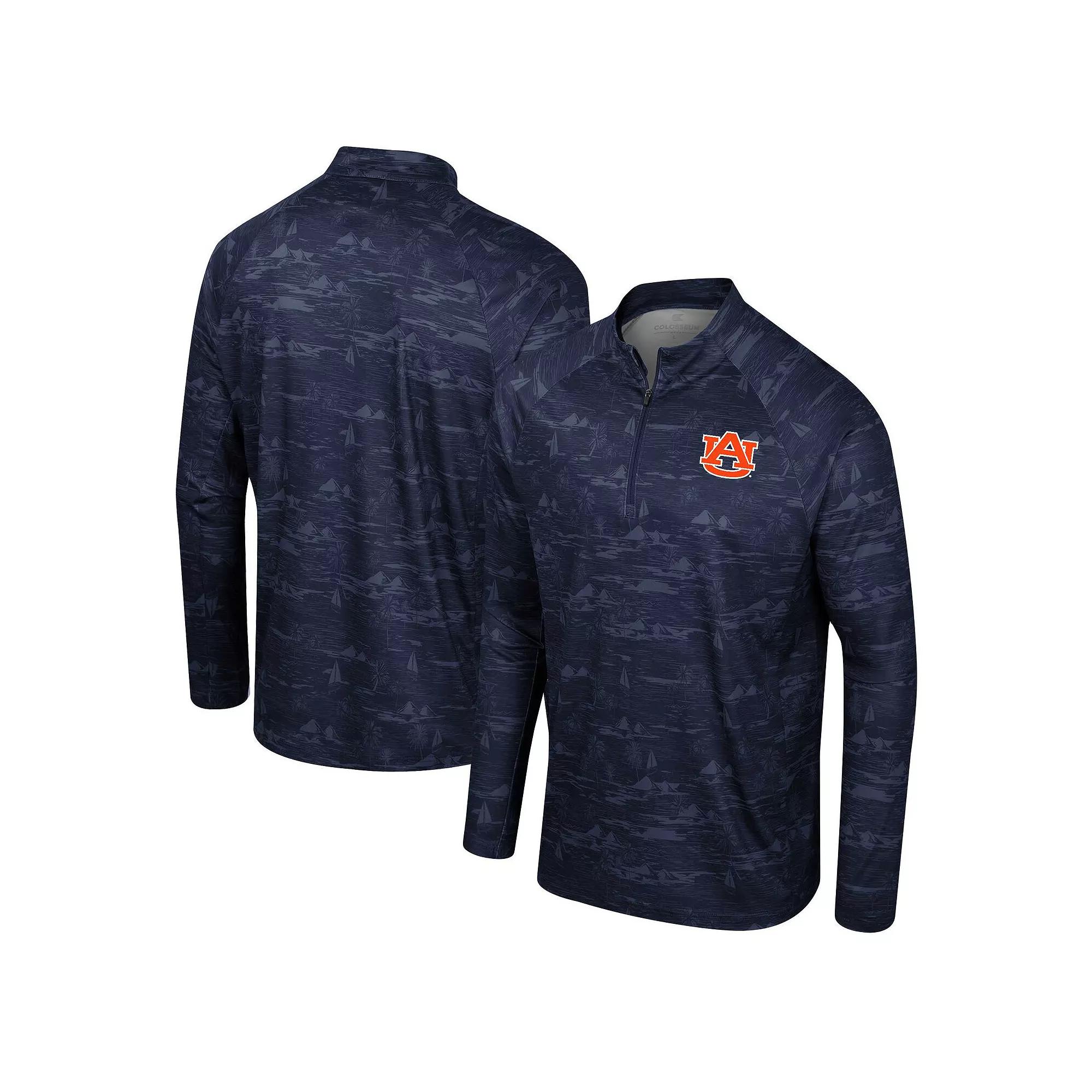 Men's Colosseum Navy Auburn Tigers Carson Raglan Quarter-Zip Jacket,  Product Image