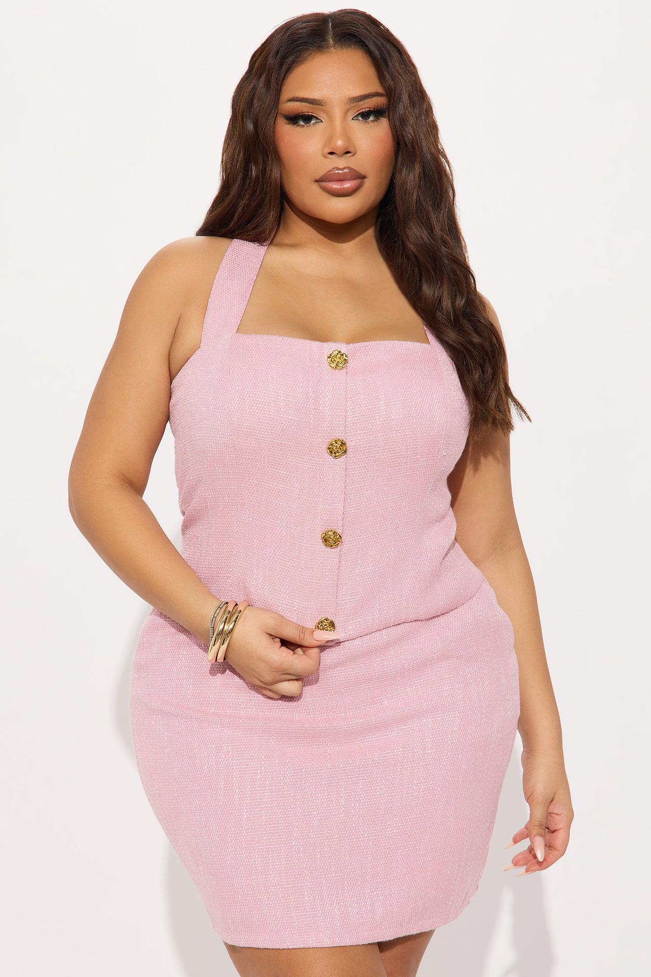 Olivia Tweed Skirt Set - Pink Product Image