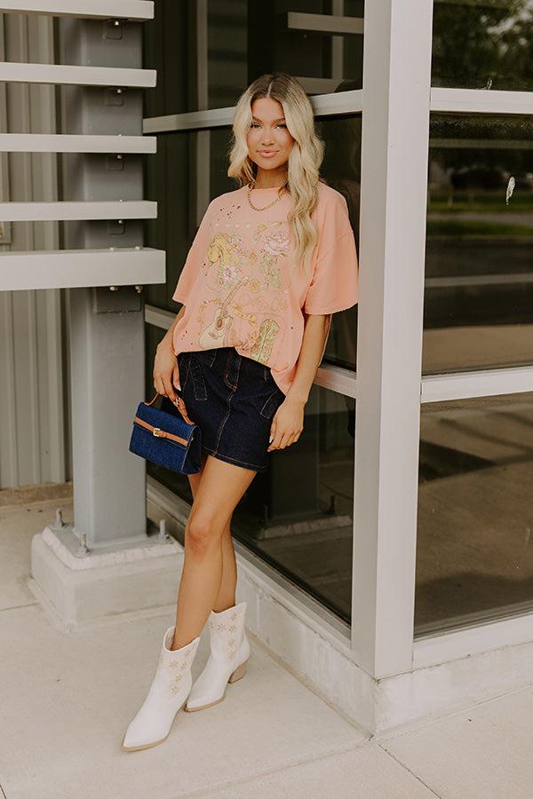 The Kaeli High Waist Denim Skirt in Dark Wash Product Image