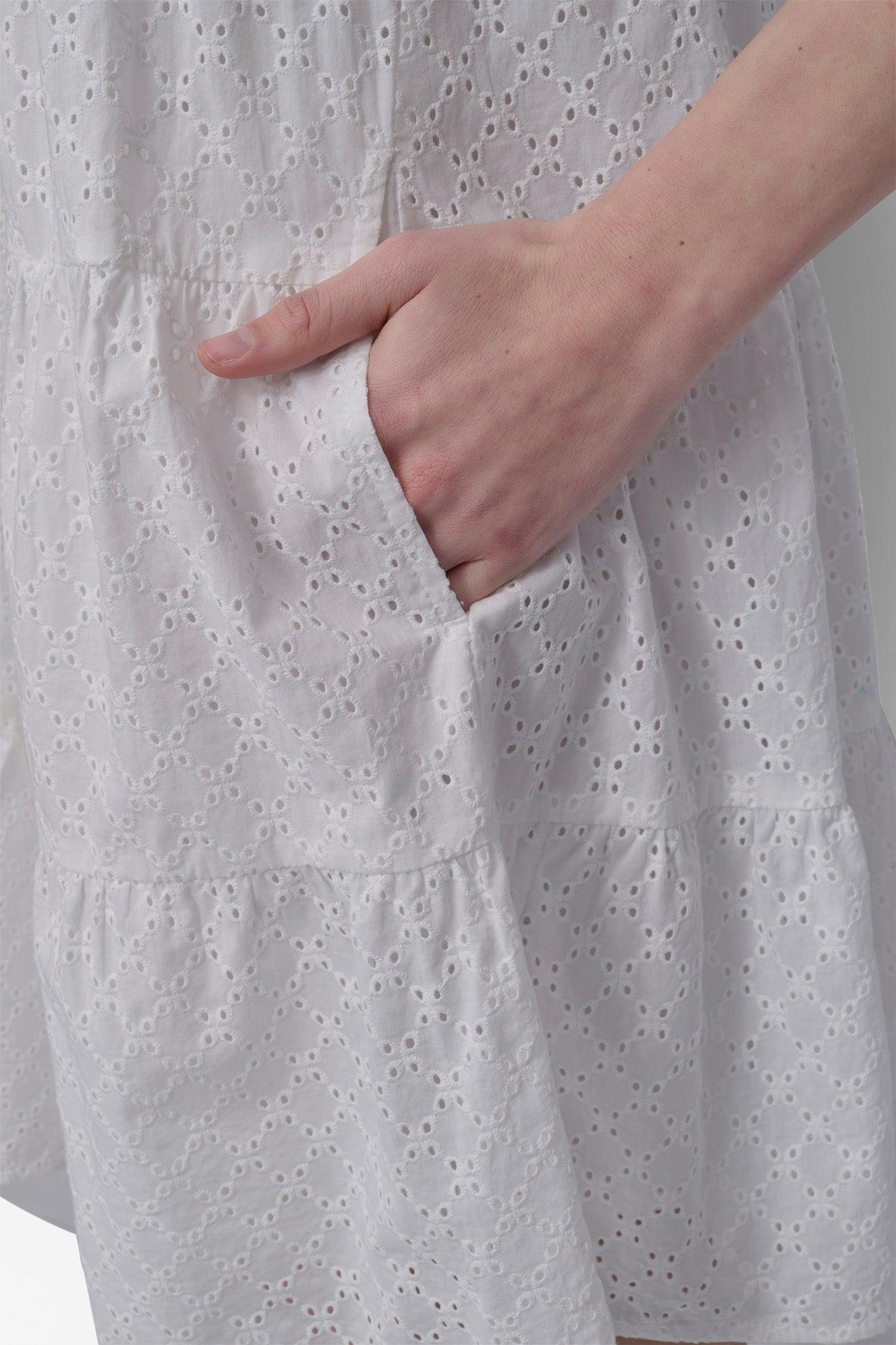 SLEEVELESS EYELET TIERED DRESS Product Image