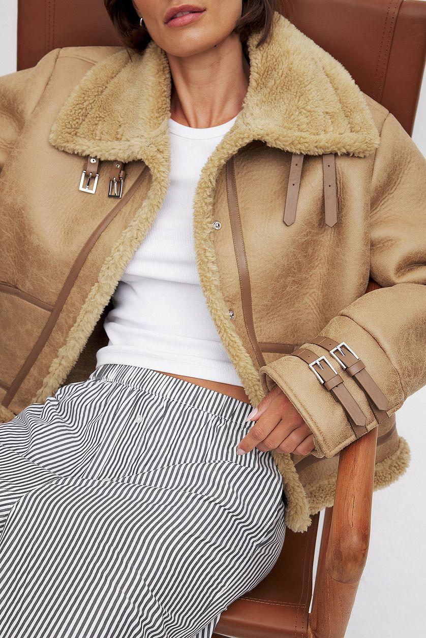 Shearling Jacket Beige Product Image