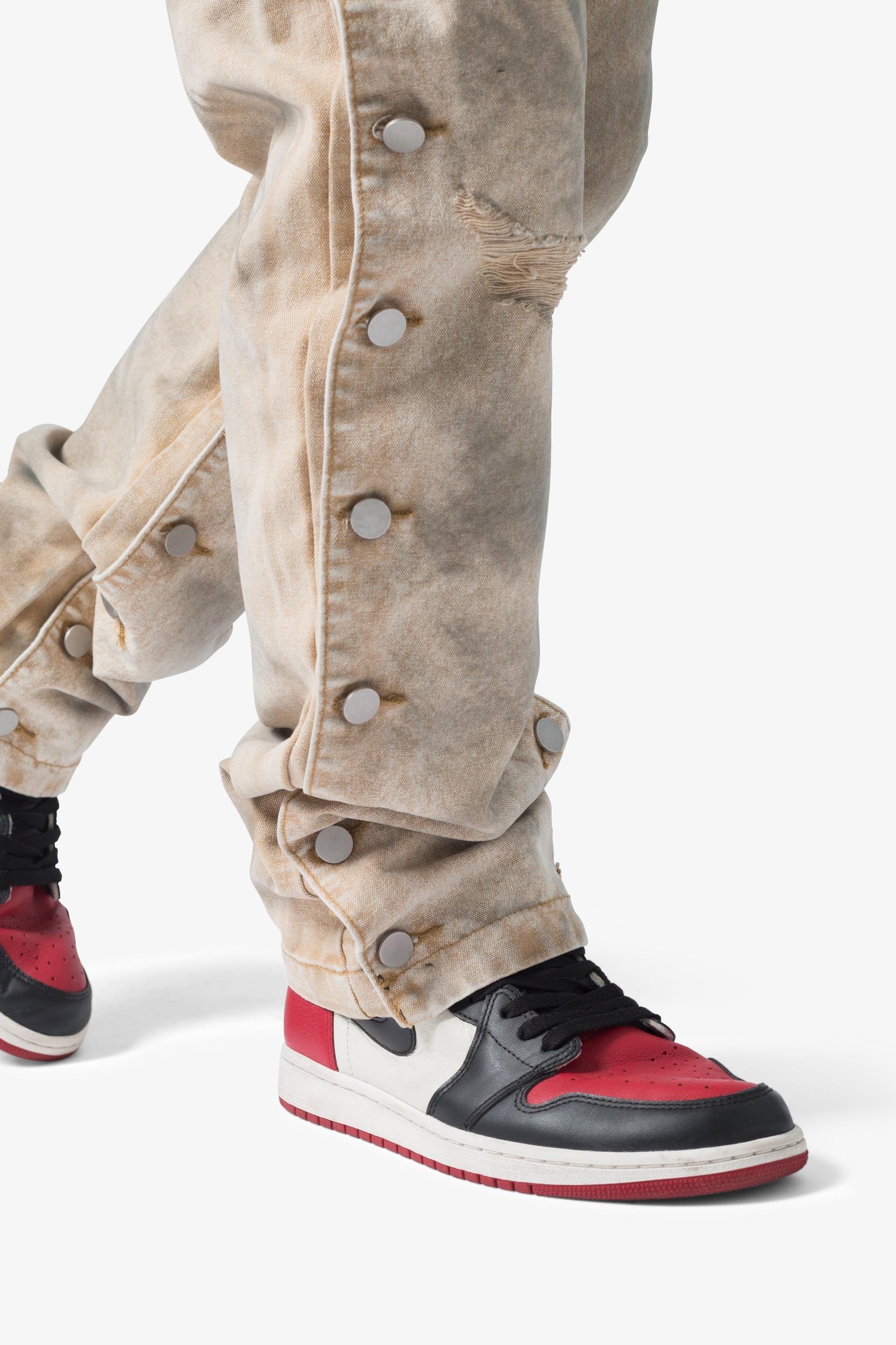 V624 Snap Off Baggy Pants - Brown Product Image