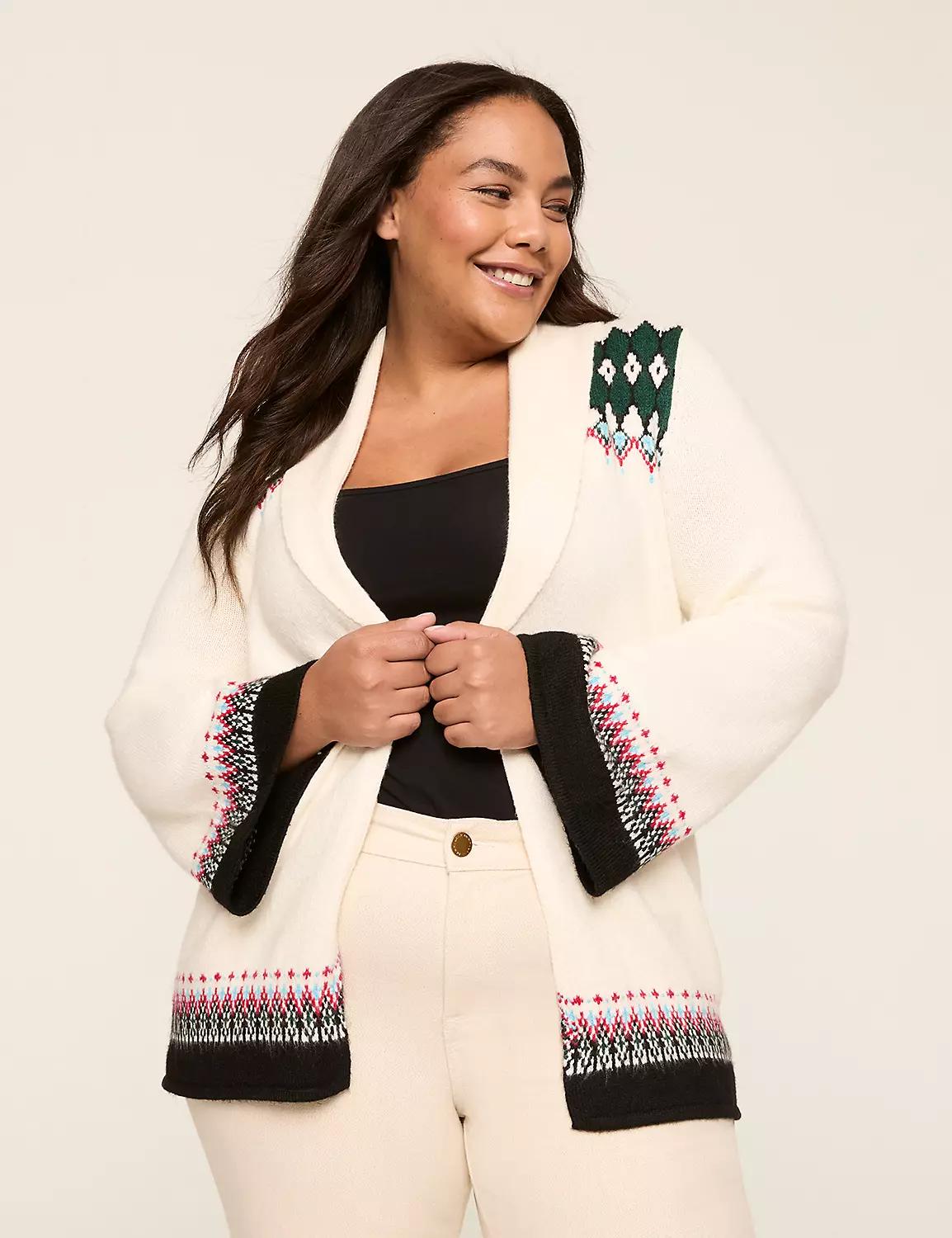 Jacquard Shawl-Collar Cardigan Product Image