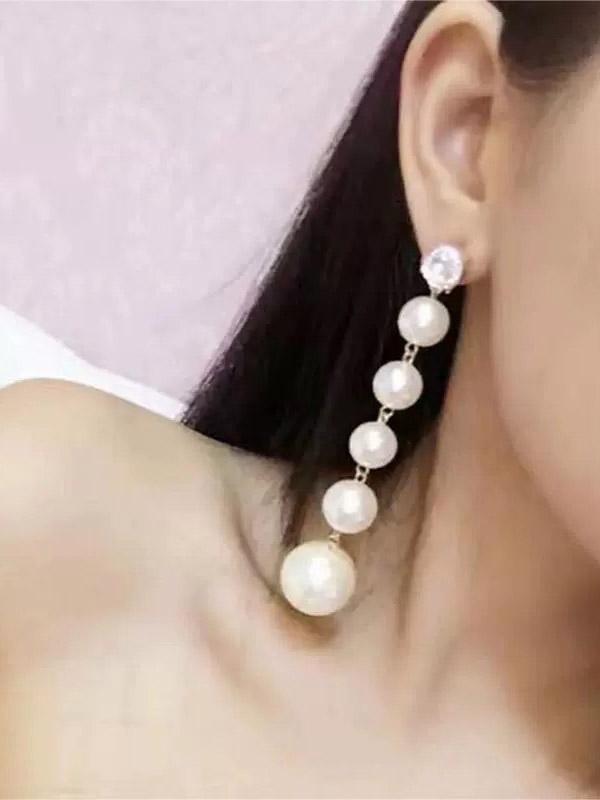 Beaded Geometric Shiny Earrings Accessories Product Image