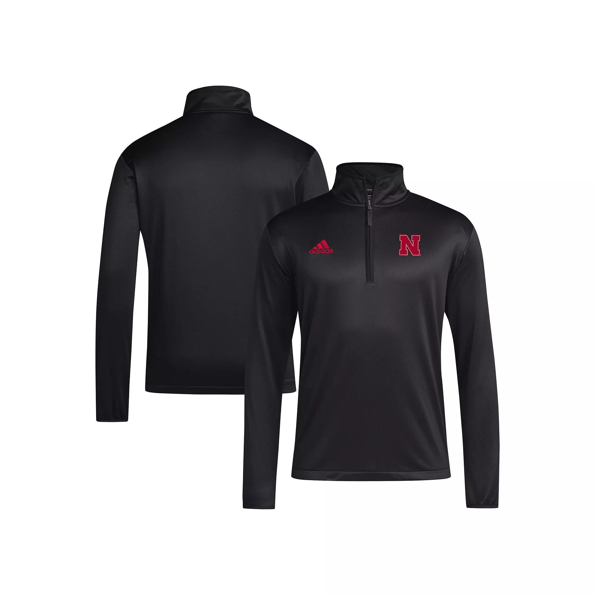 Men's adidas Black Nebraska Huskers 2024 Coaches Sideline Quarter-Zip Top,  Product Image