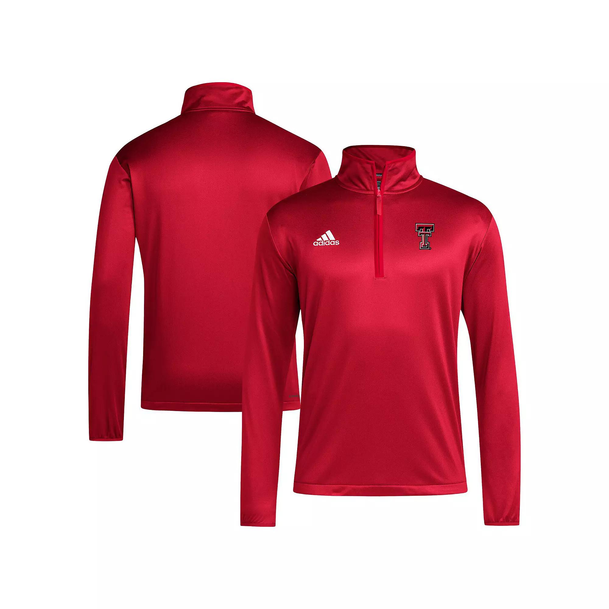 Men's adidas Red Texas Tech Red Raiders 2024 Coaches Sidelines AEROREADY Quarter-Zip Jacket,  Product Image