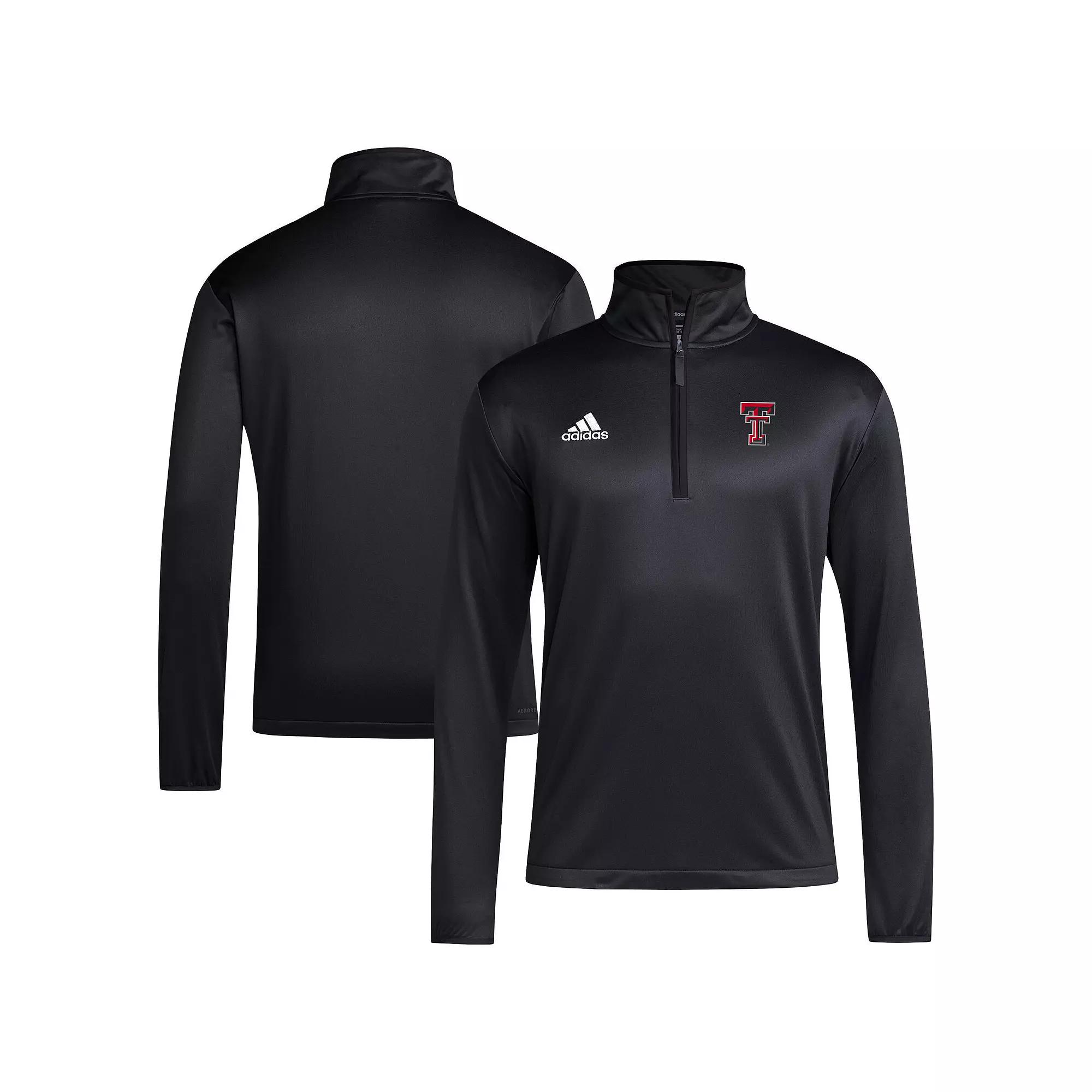 Men's adidas Black Texas Tech Red Raiders 2024 Coaches Sidelines AEROREADY Quarter-Zip Jacket,  Product Image