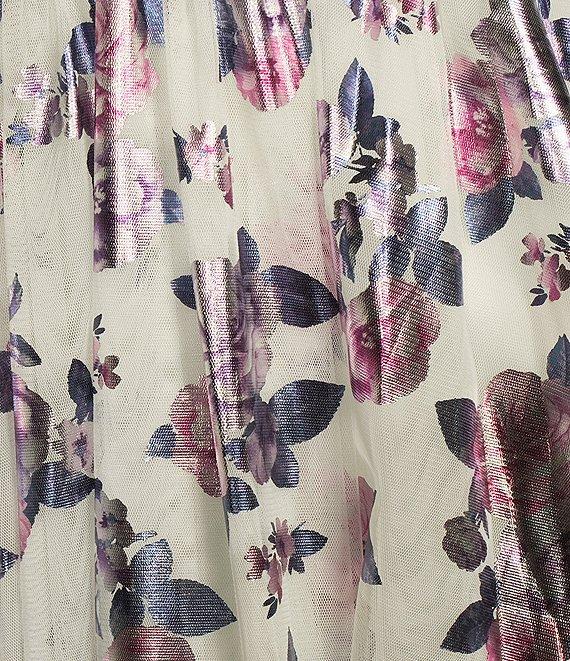 City Vibe Tie Straps Sleeveless Foil Floral Dress Product Image