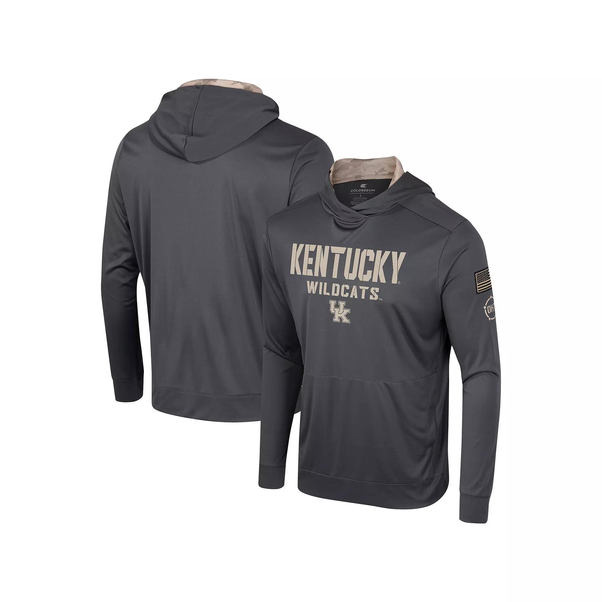 Men's Colosseum Charcoal Kentucky Wildcats OHT Military Appreciation Long Sleeve Hoodie T-Shirt,  Product Image