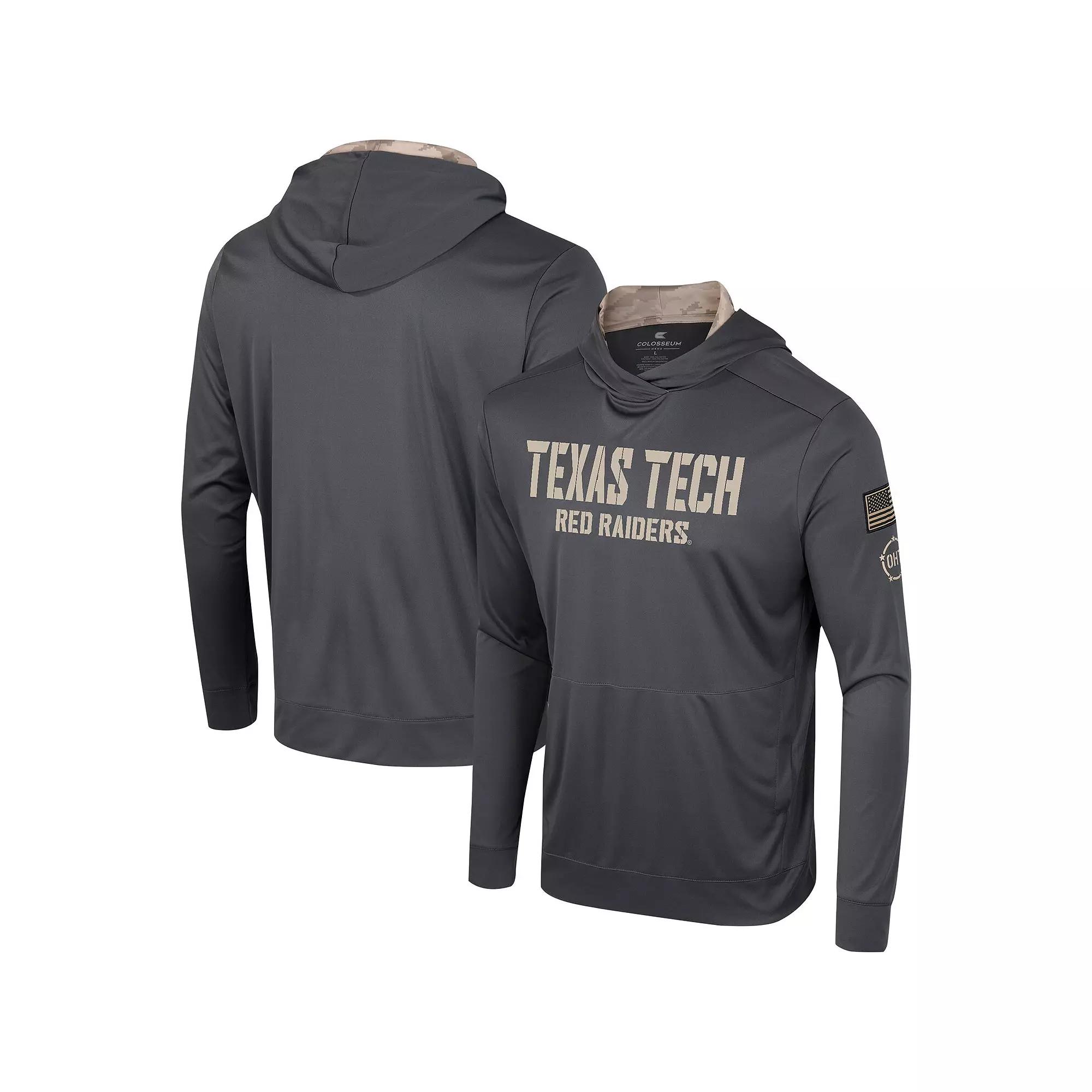 Mens Colosseum Charcoal Texas Tech Red Raiders OHT Military Appreciation Long Sleeve Hoodie T-Shirt Product Image