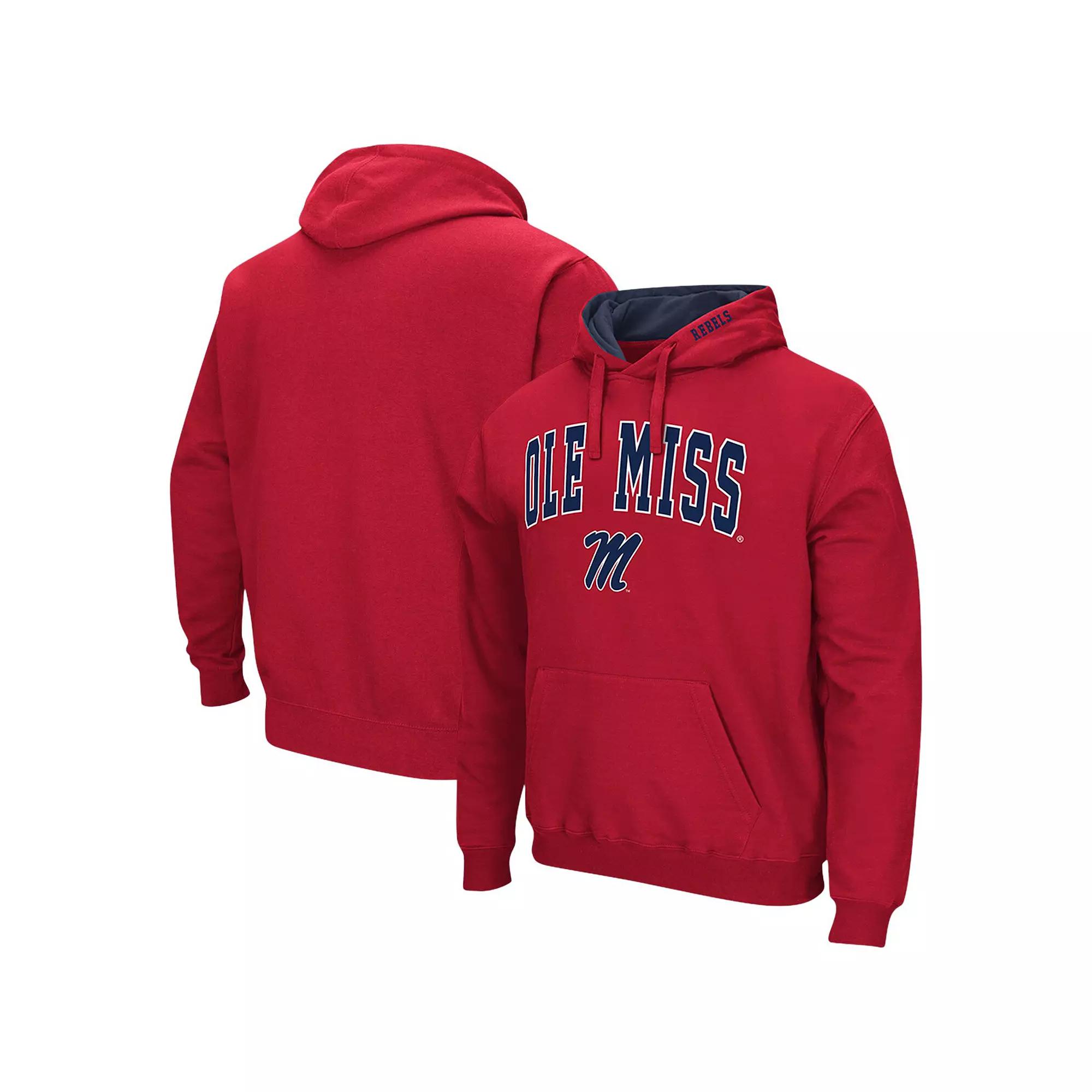 Men's Colosseum Red Ole Miss Rebels Arch & Logo 3.0 Pullover Hoodie,  Product Image
