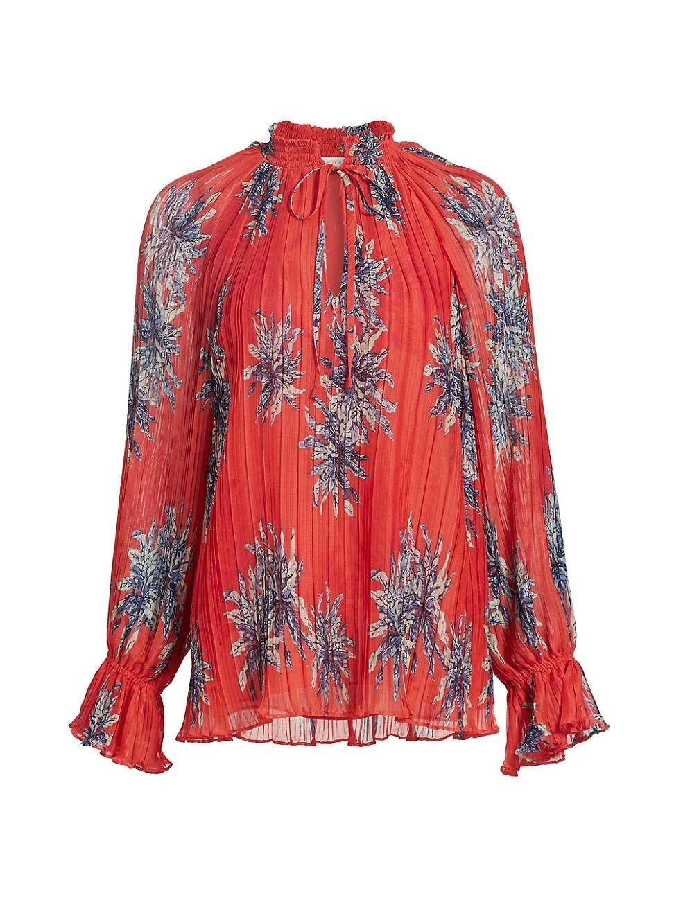 Womens Kassie Pliss Floral Blouse Product Image