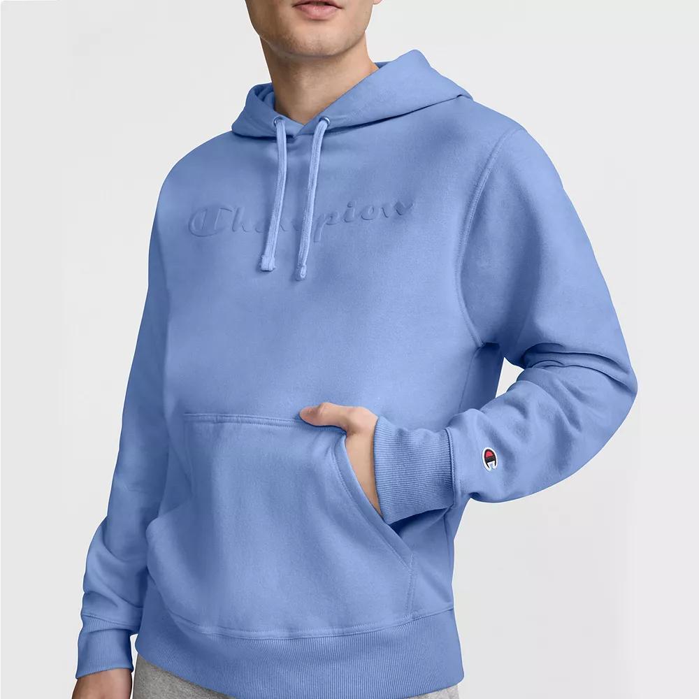 Men's Champion® Embossed Powerblend Graphic Hoodie, Size: Small, Silver Blue Product Image