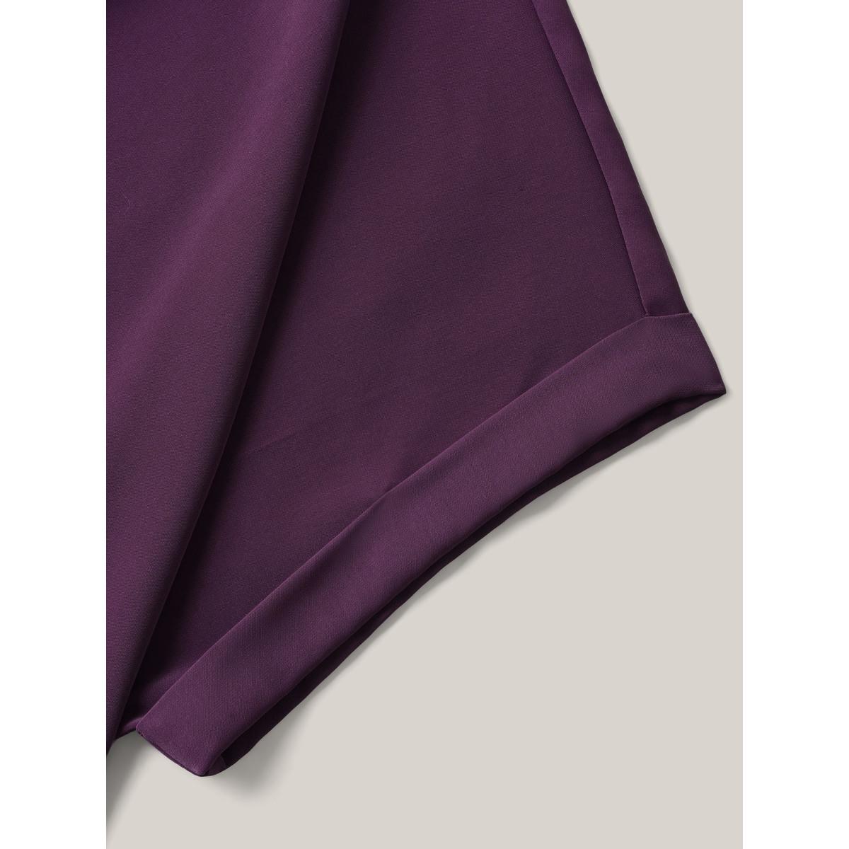 Plus Size Plum Cowl Neck Plain Dolman Sleeve Blouse Women Short sleeve Cowl Neck Work Blouses BloomChic 30/6X Product Image