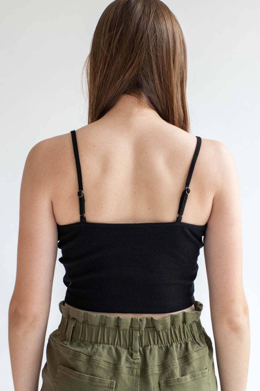 Black Lace Trim Crop Cami Product Image