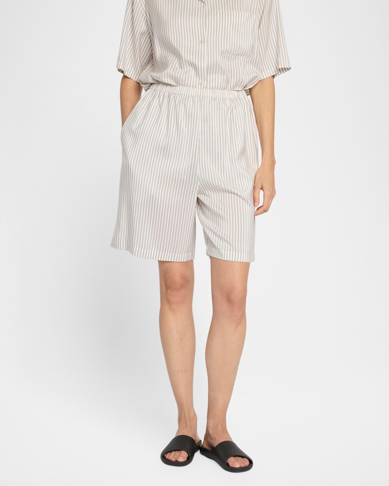 Zinnia Striped Silk Pajama Shorts Product Image