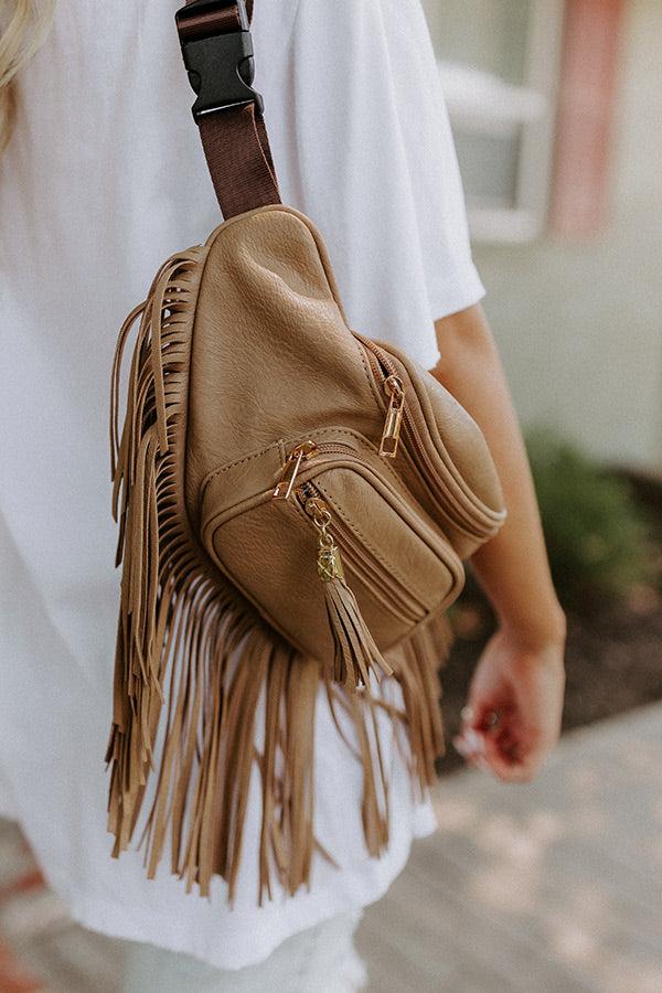 Trip Of My Life Fringe Fanny Pack In Khaki Product Image