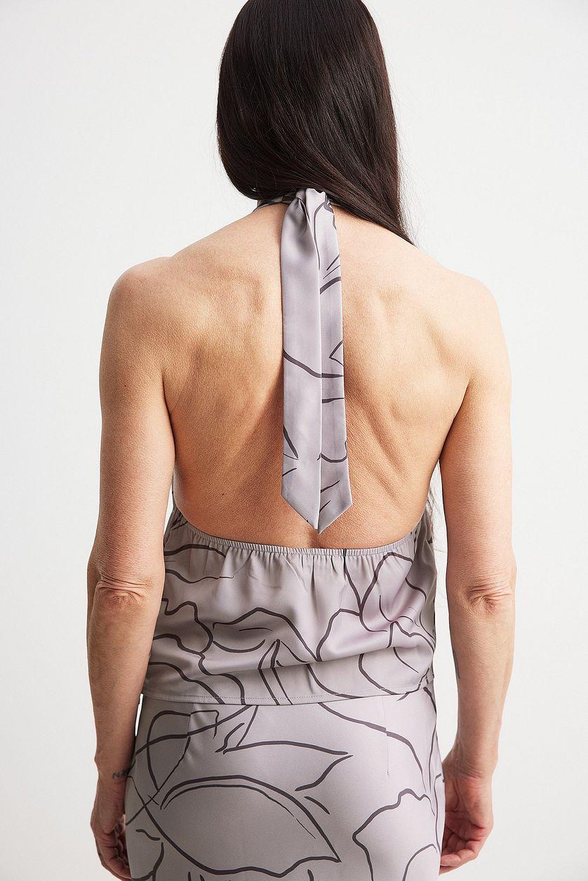 Halterneck Satin Draped Top Product Image