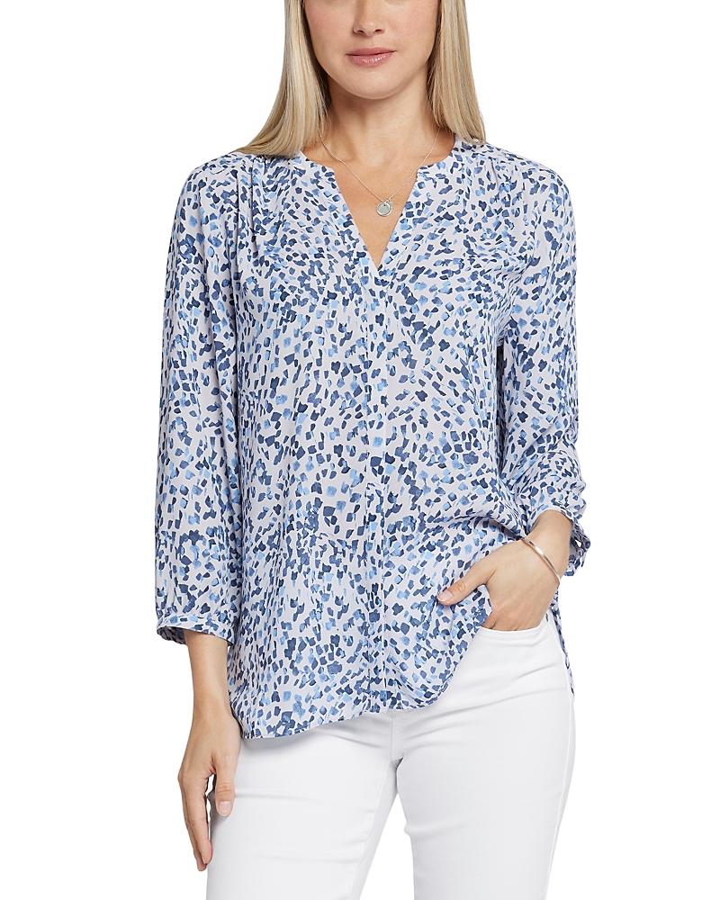 Nydj Three Quarter Sleeve Printed Pintucked Back Blouse Product Image