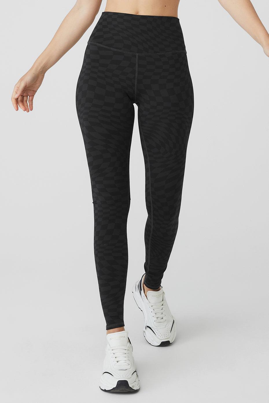 Jacquard High-Waist Checkered Legging - Black/Anthracite Product Image