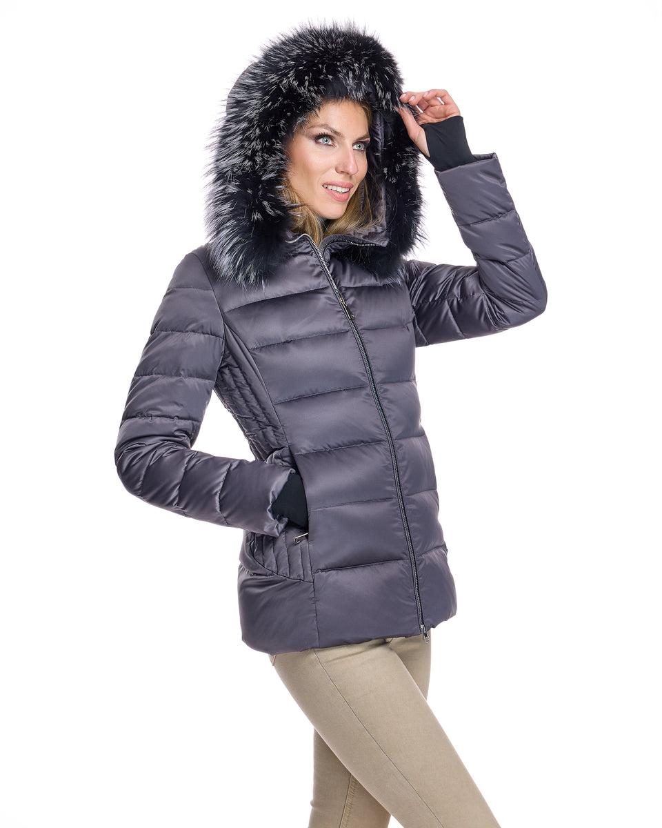 Polyester Jacket with Detachable Fox Trimmed Hood Product Image