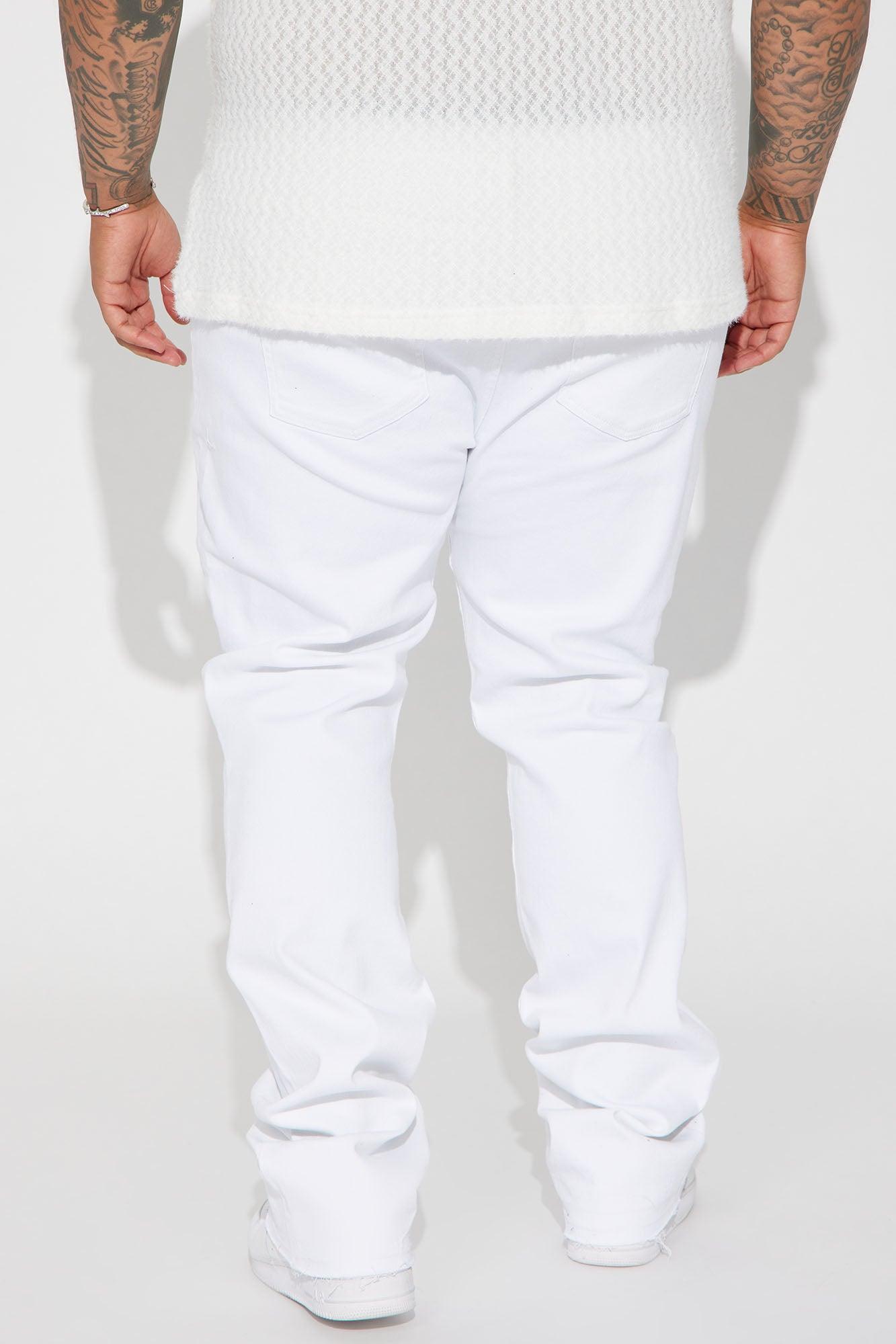Cornell Stacked Skinny Flare Jeans - White Product Image