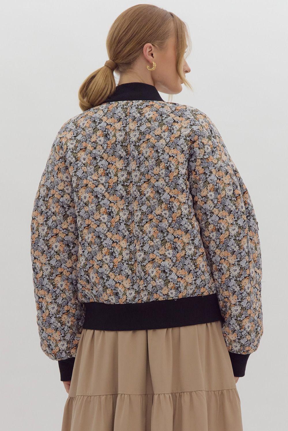 Look Out For You Floral Quilted Bomber Jacket Product Image