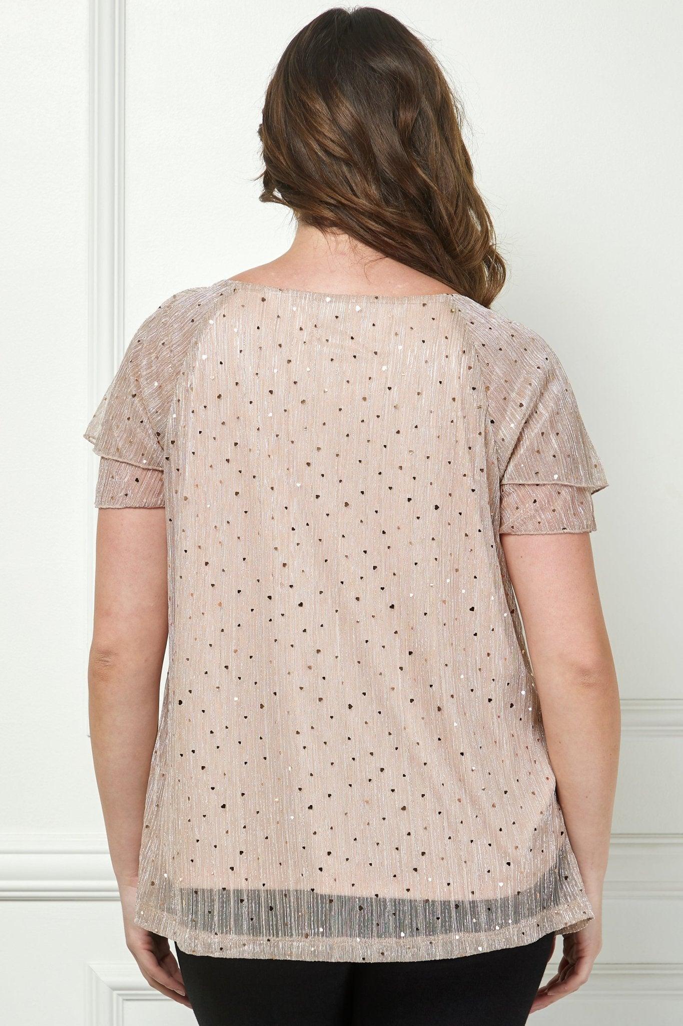 Bubble Hem 3/4 Tie Sleeve Blouse in Ivory - Plus Product Image