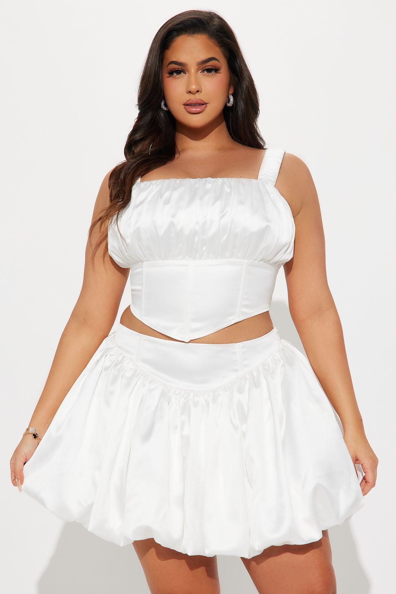 Ariel Bubble Hem Skirt Set - White Product Image