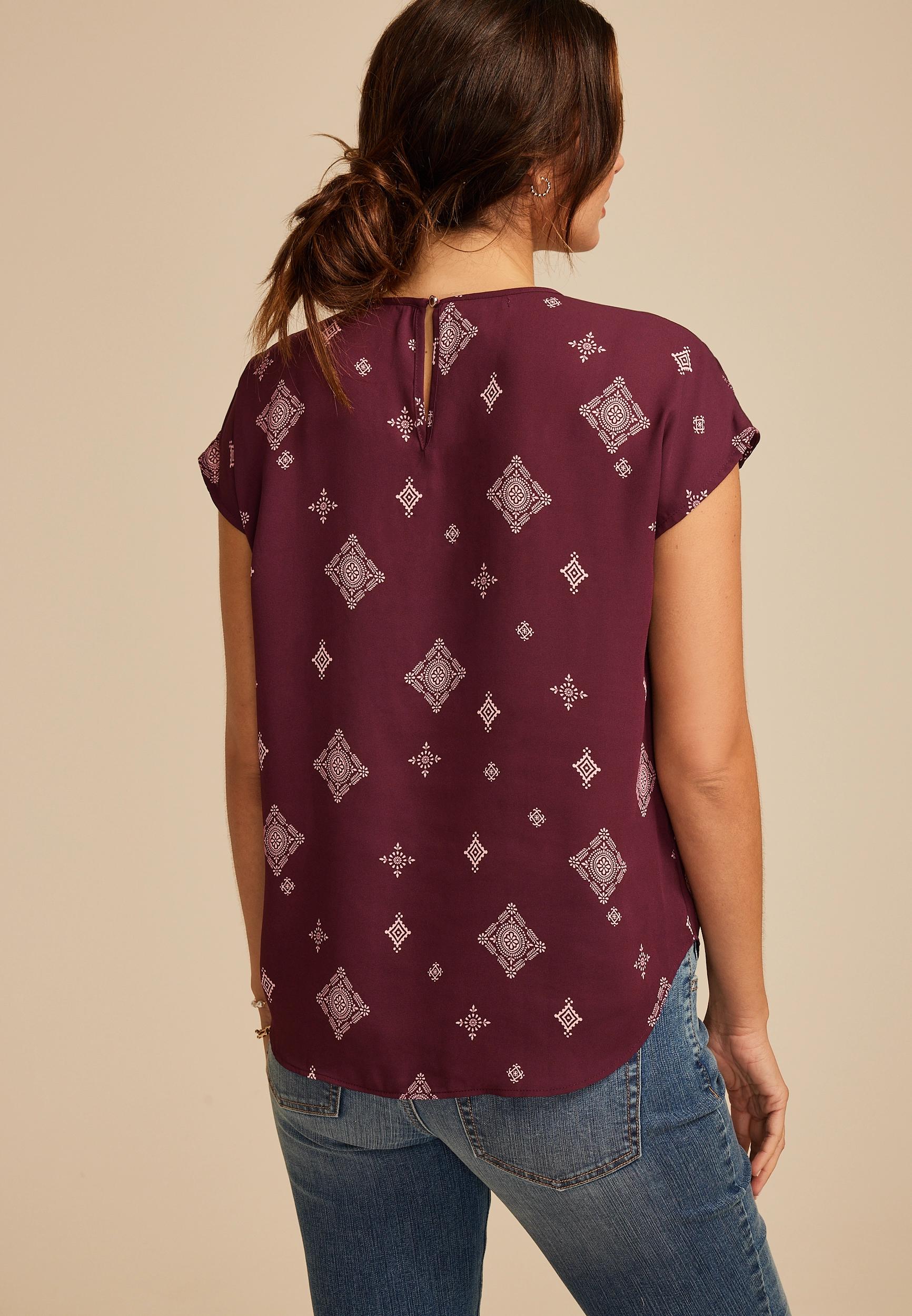 Delton Geo Print Pleated Blouse Product Image