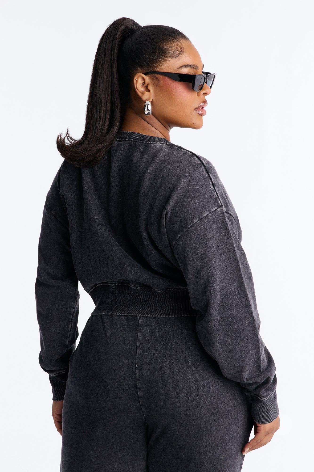 Tupac Washed Rhinestone Lounge Sweatshirt - Black Female Product Image