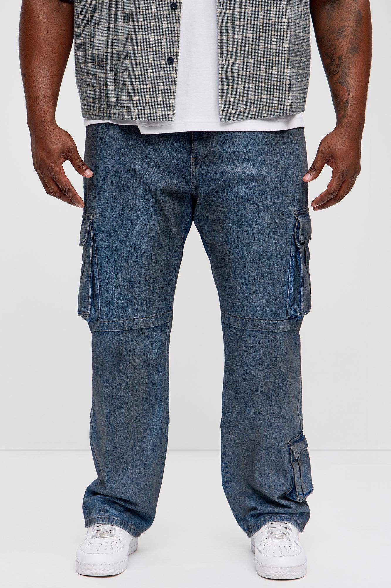Oil Change Straight Cargo Jeans - Dark Wash Product Image