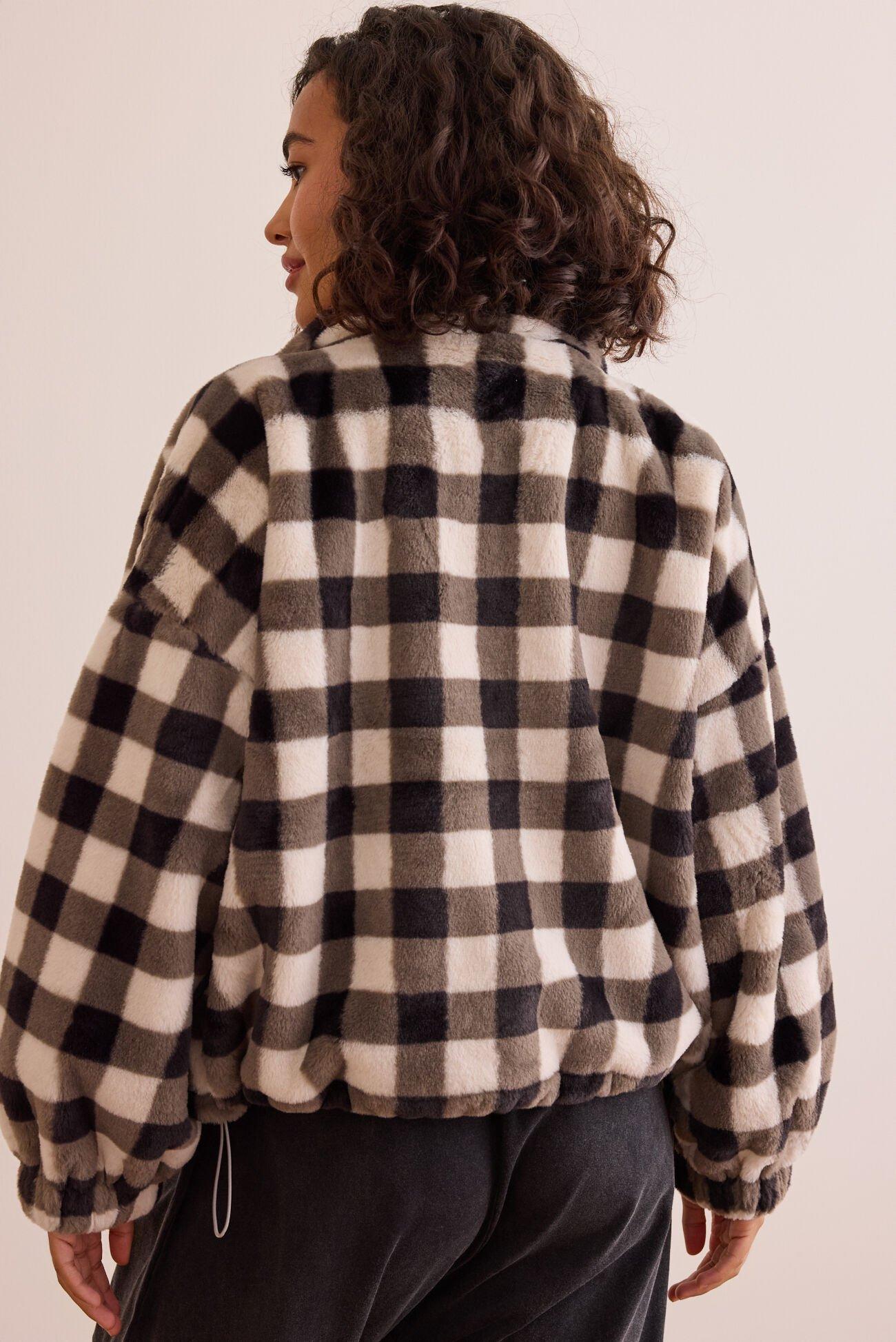 Sideline Gingham Fur Jacket Product Image