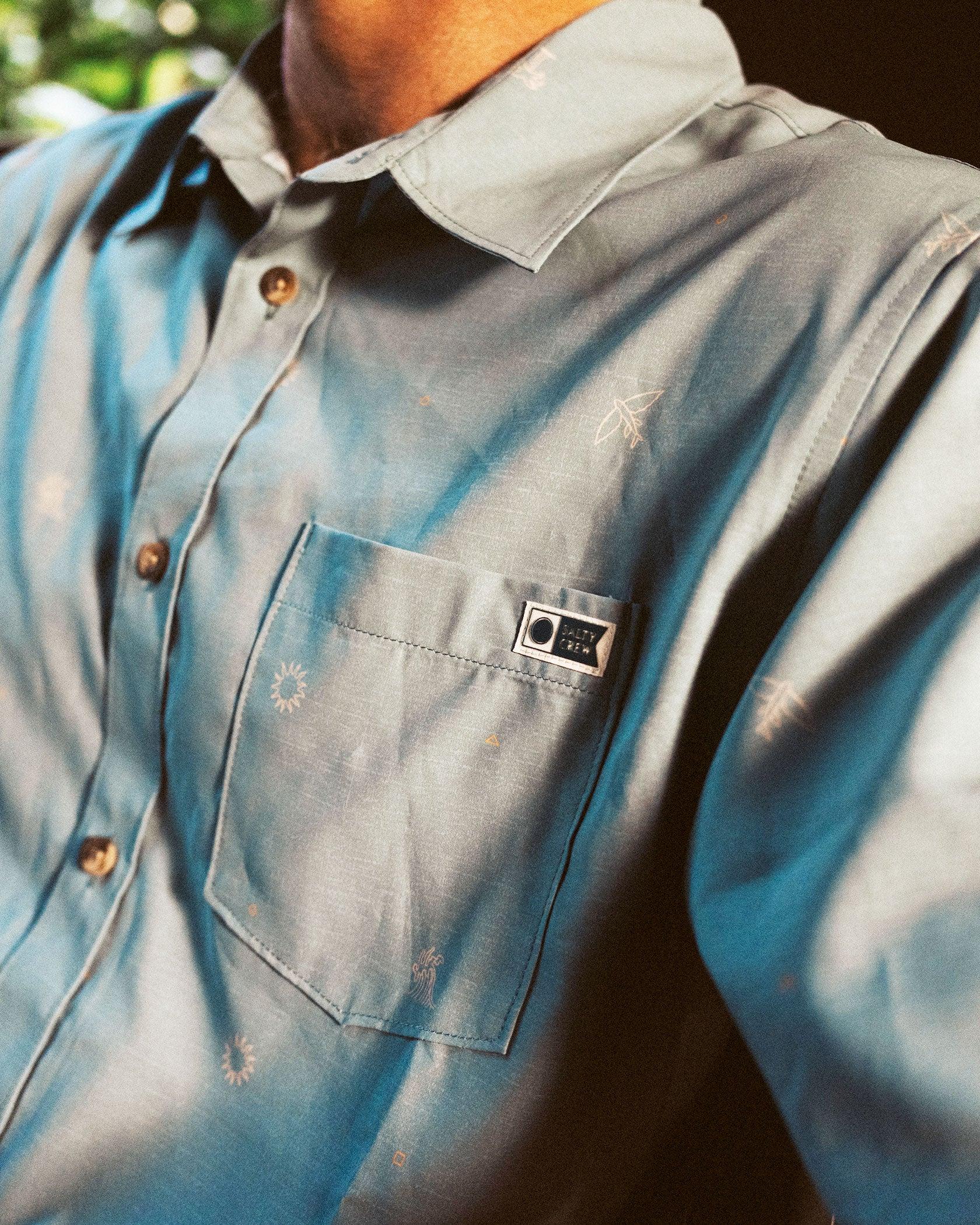 Micro Vibes UV Button Up - Deep Sea Male Product Image