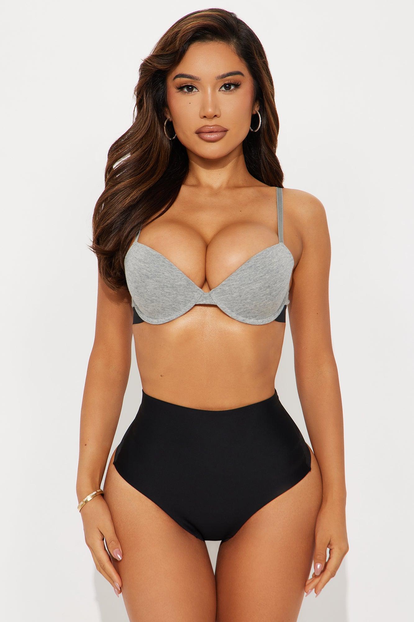 Shes Comfy Cotton Convertible Push Up Demi Bra - Heathered Grey Product Image