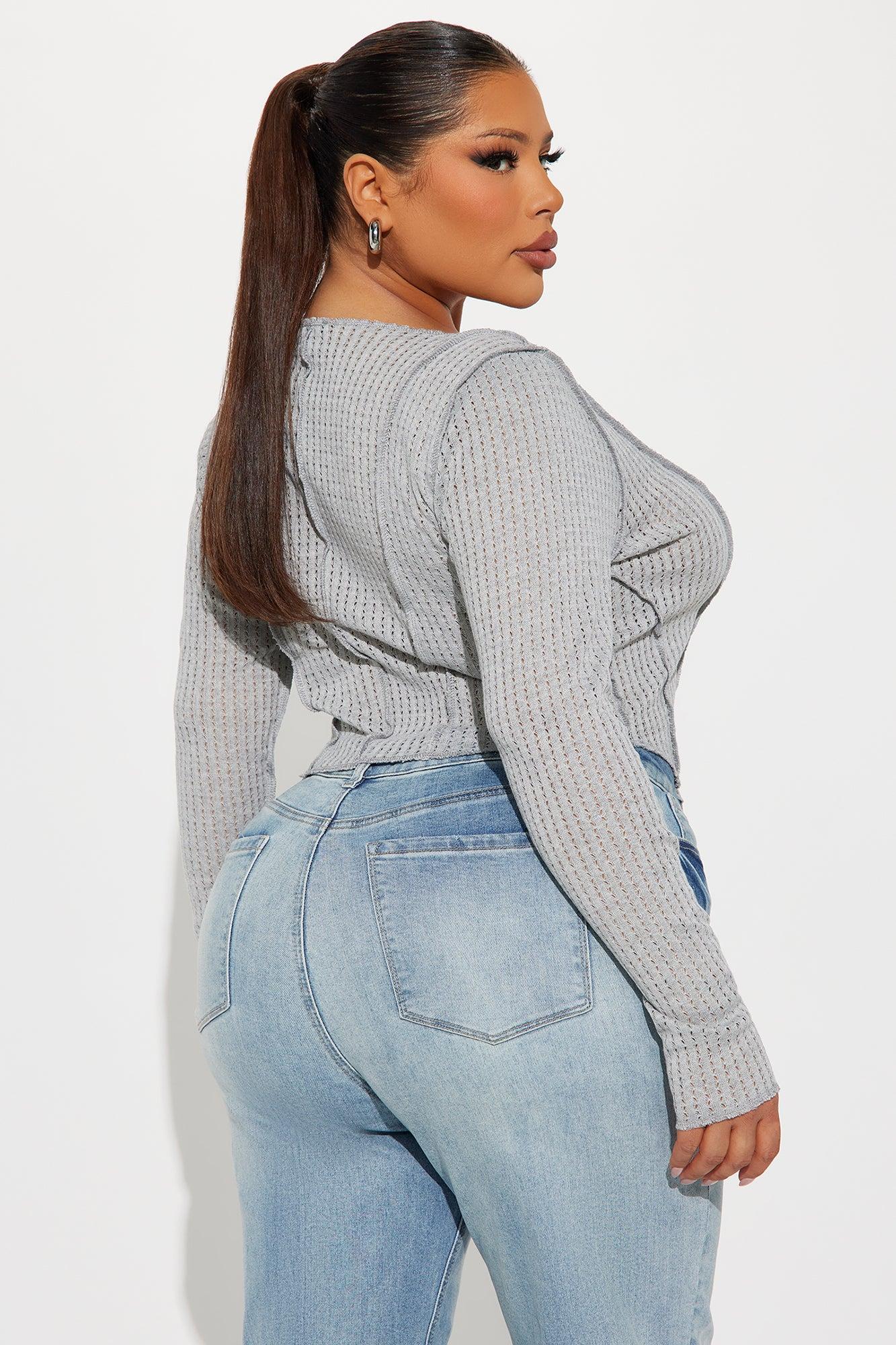 Janelle Long Sleeve Top - Heather Grey Product Image