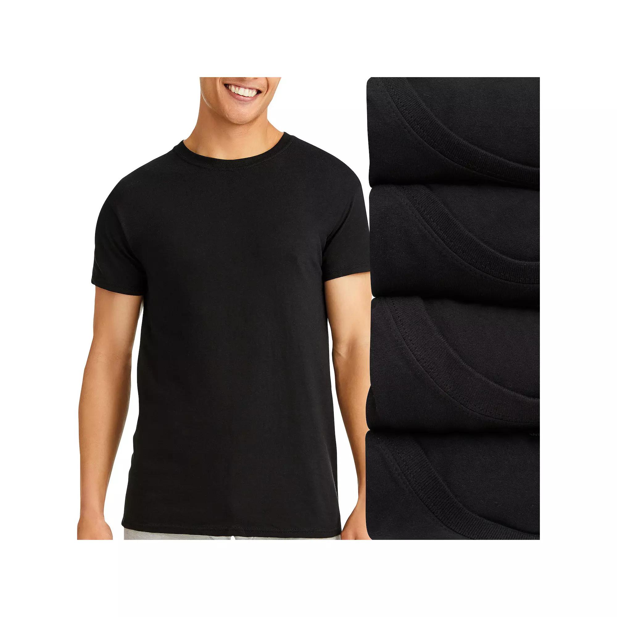 Men's Hanes® 4-Pack Ultimate Comfort Fit Cotton Stretch Crewneck Undershirt,  Product Image