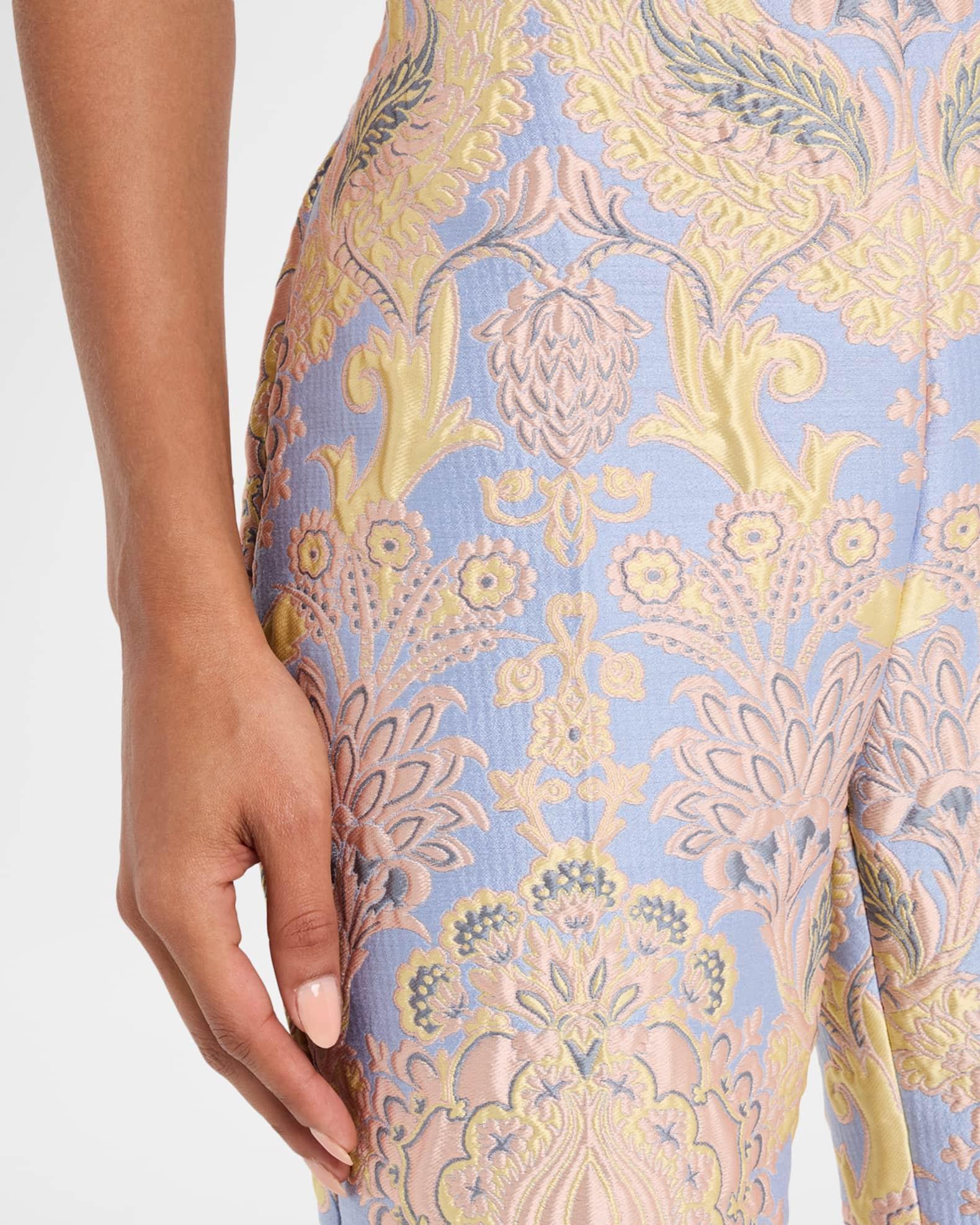 Floral Brocade Straight-Leg Ankle Trousers Product Image