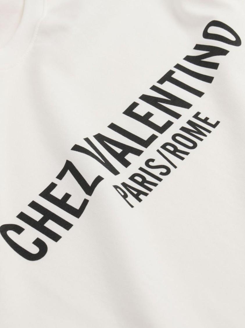 VALENTINO Cotton Crew Neck T-shirt With Graphic Print In White Product Image
