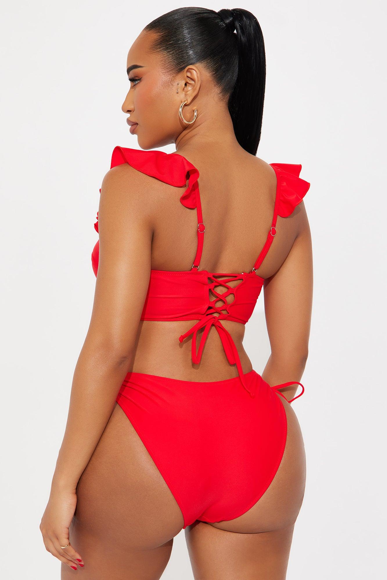 Island Romance Ruffle Underwire 2 Piece Bikini - Red Product Image