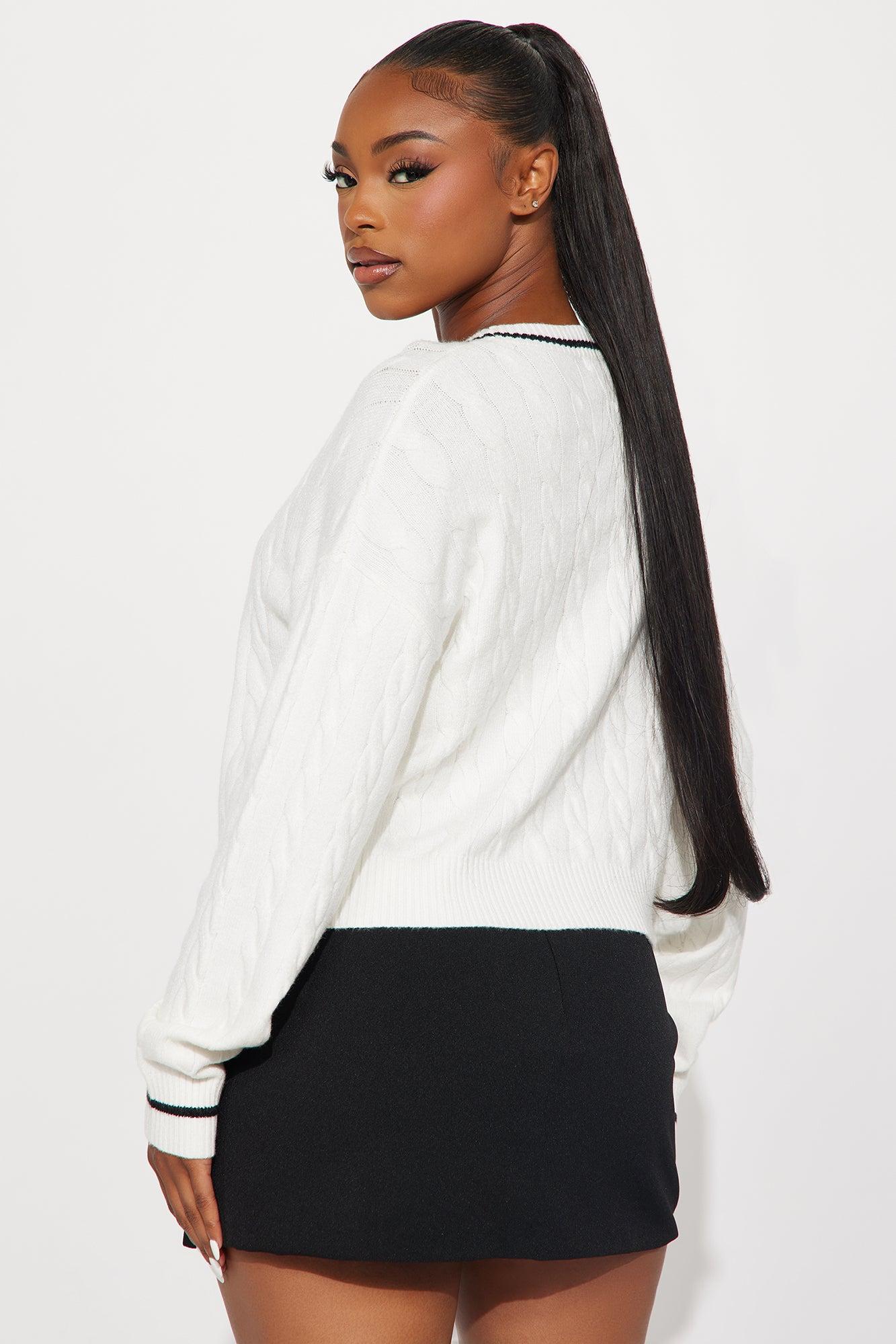 Landed In NY Cable Knit Sweater - Ivory/combo Female Product Image