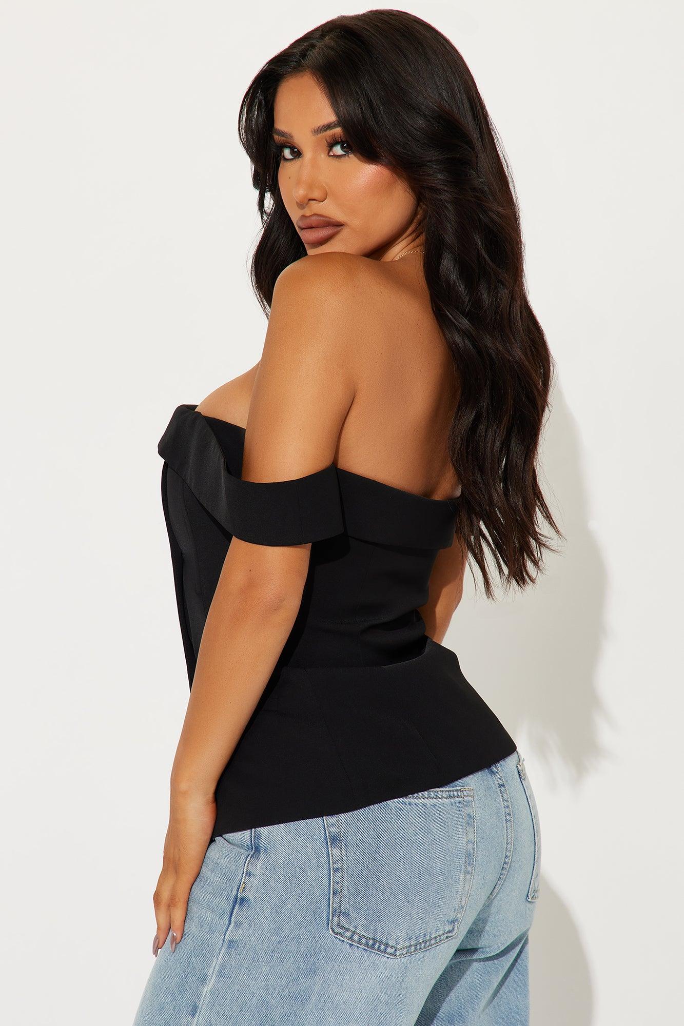 Aliah Double Breasted Top - Black Product Image