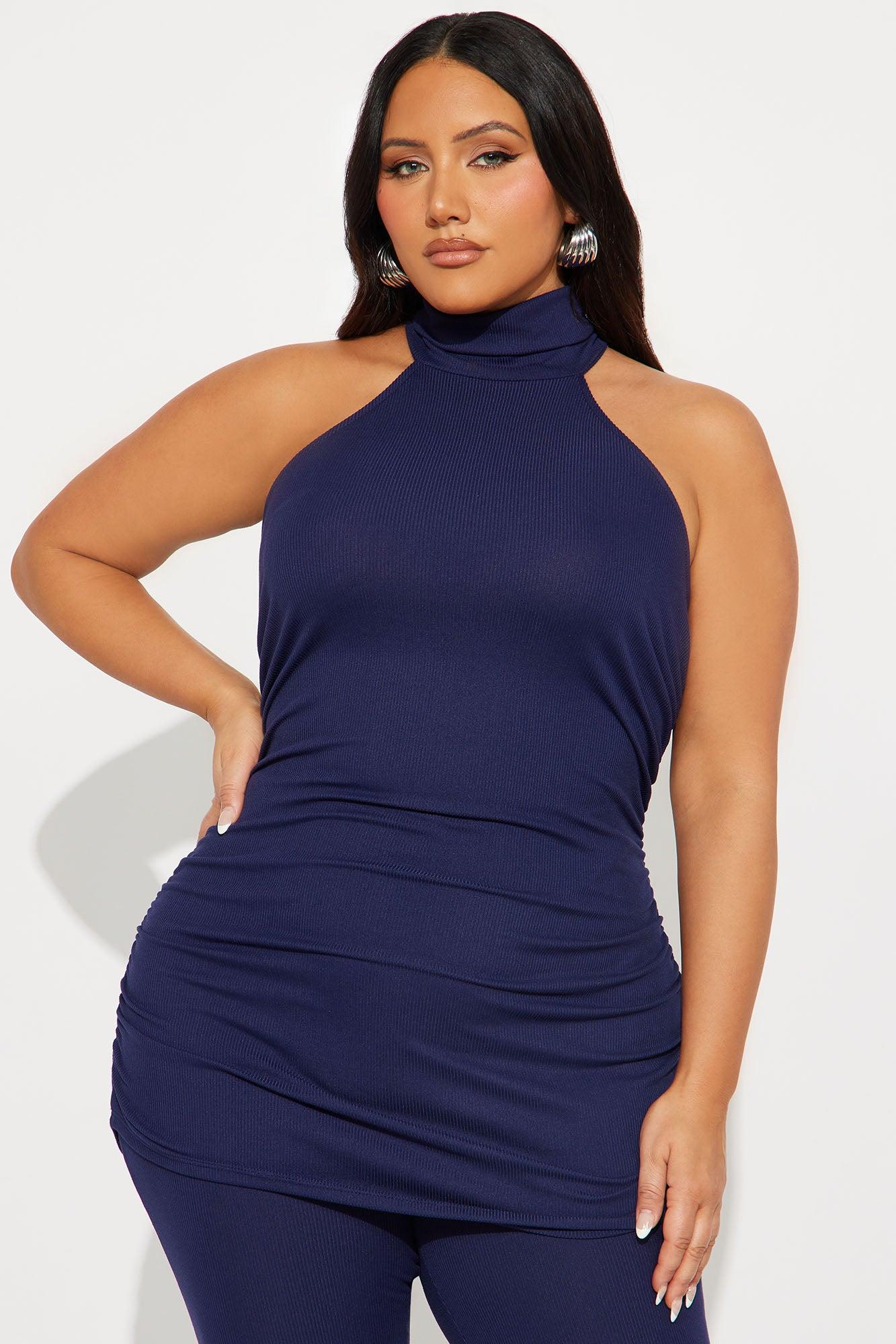 Sarina Ribbed Sleeveless Pant Set - Navy Female Product Image