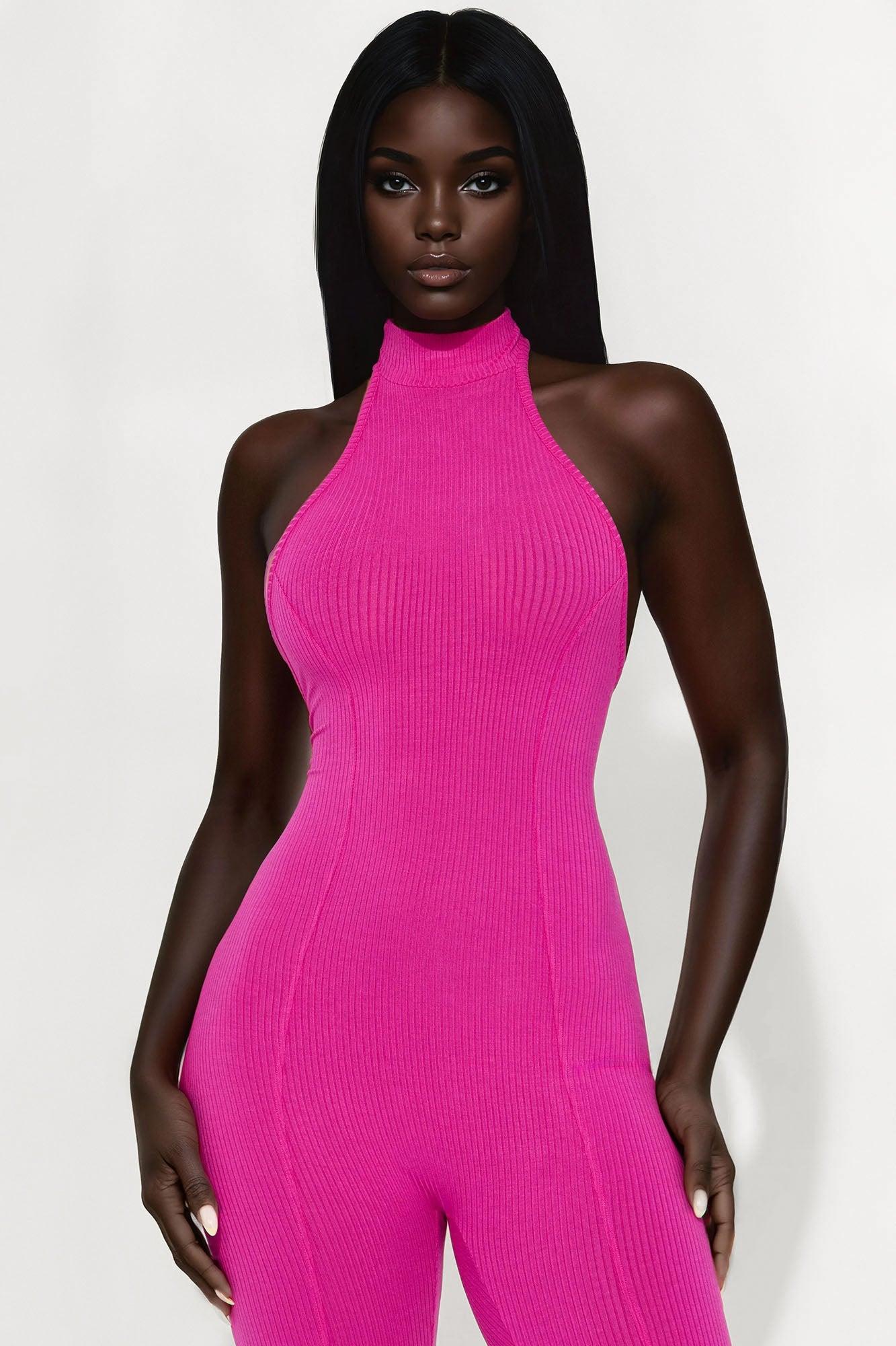 Rubi Ribbed Jumpsuit - Fuchsia Product Image