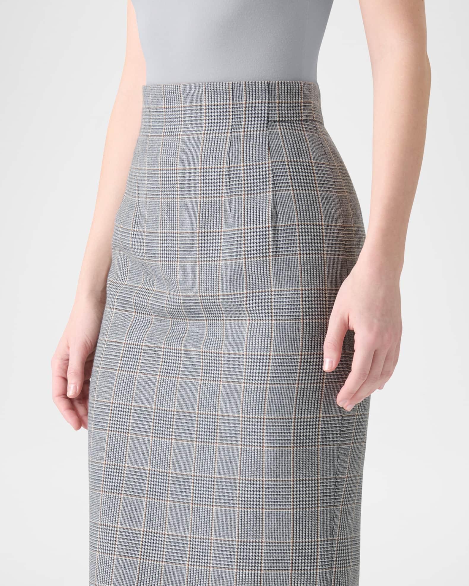 Prince Of Wales Cashmere Pencil Skirt Product Image