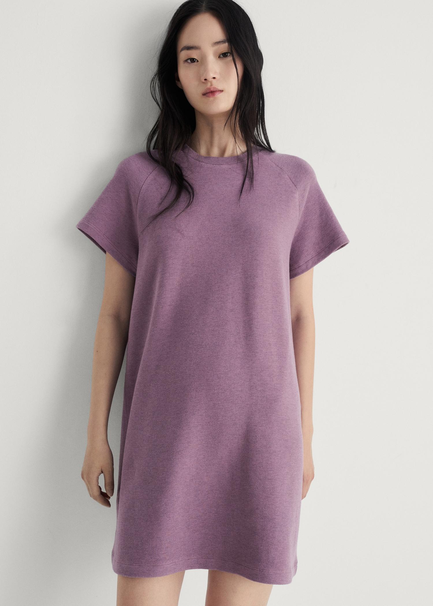 Heather fleece cotton nightgown - Women | MANGO USA Product Image