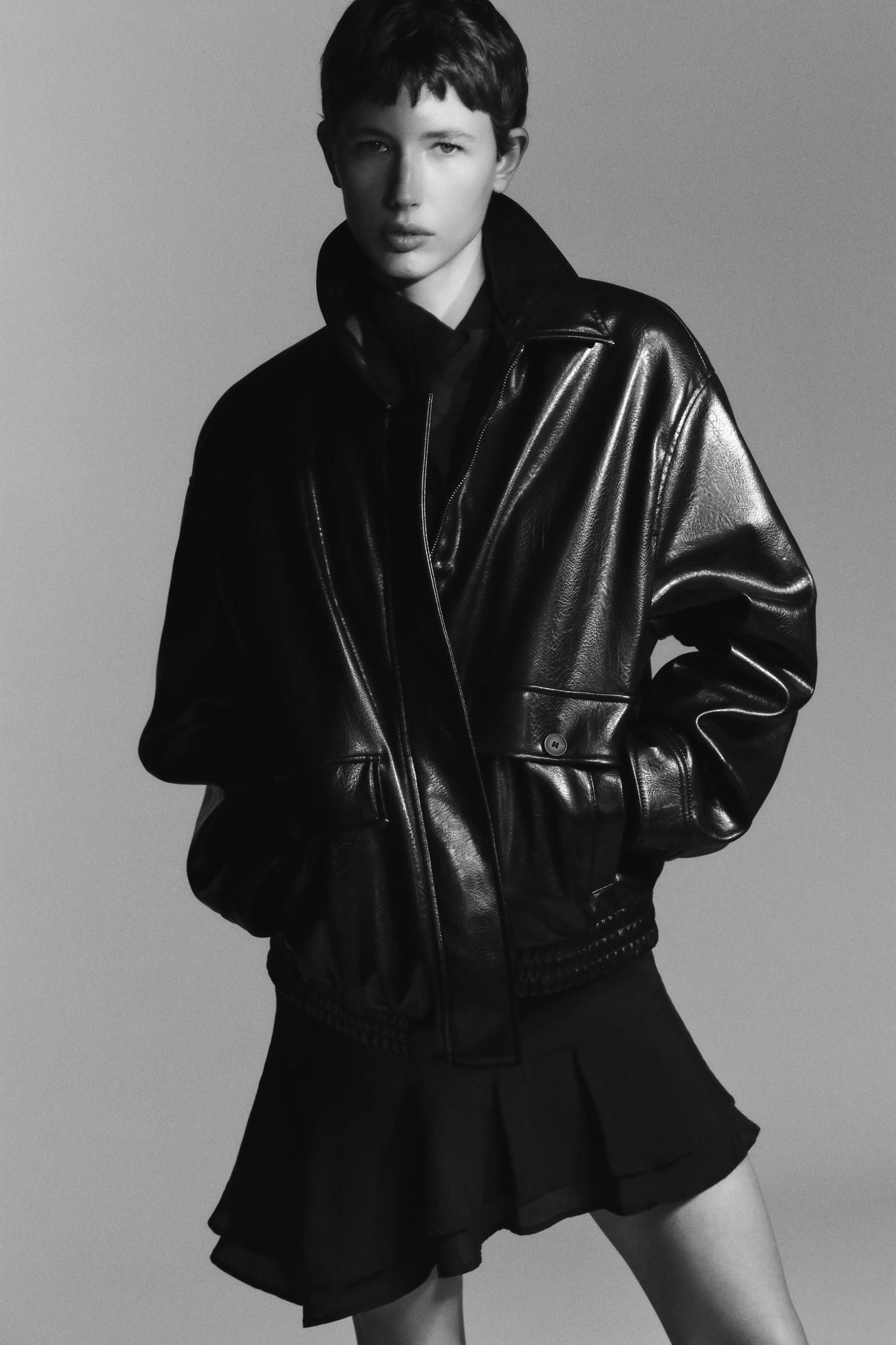 FAUX LEATHER BOMBER JACKET Product Image