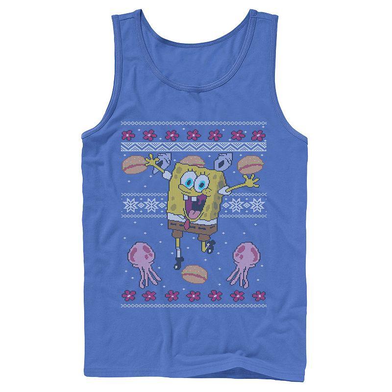 Men's Nickelodeon SpongeBob SquarePants Line Art Cursive Logo Portrait Graphic Tank Top,  Product Image